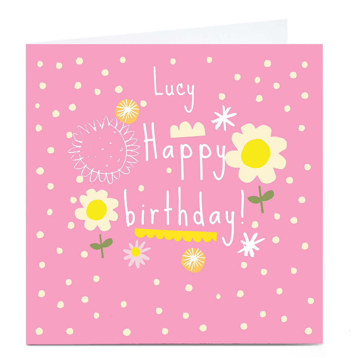 Personalised Squirrel Bandit Birthday Card - Pink and Daisies