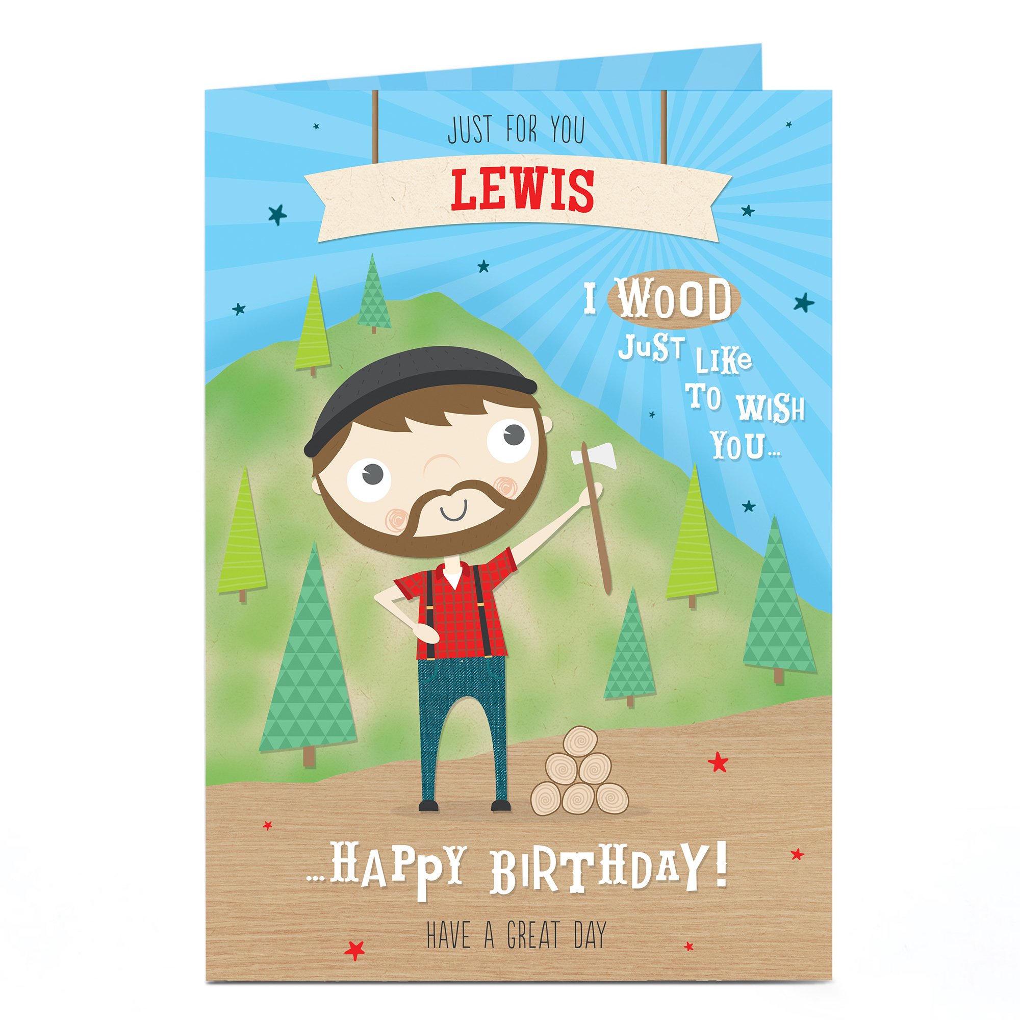 Personalised Birthday Card - Woodcutter Wishes, Any Name