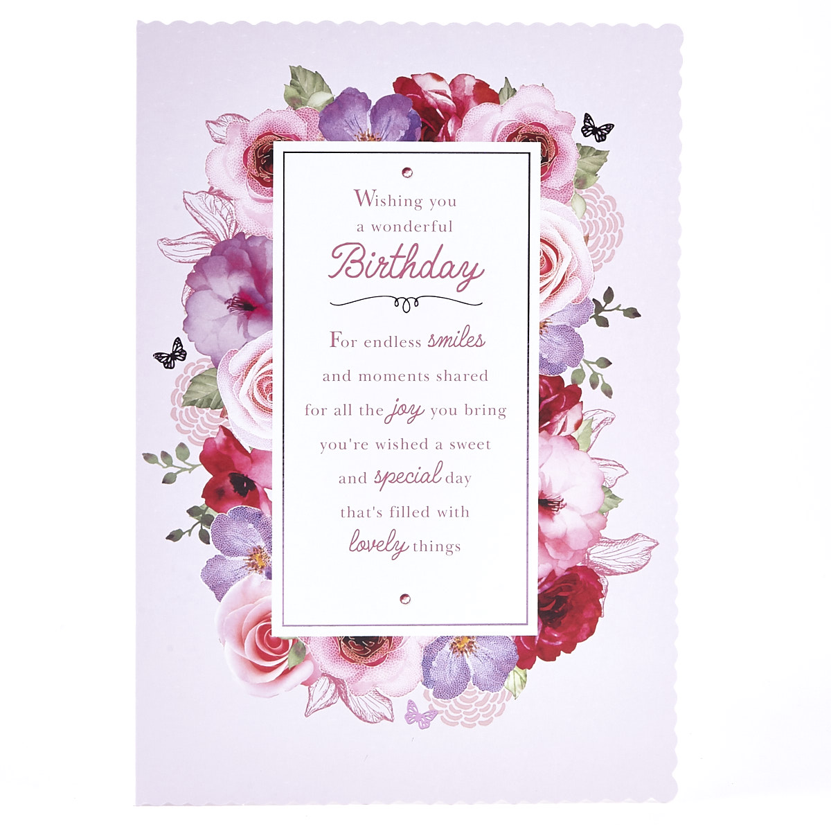 Birthday Card - Pink Floral Border