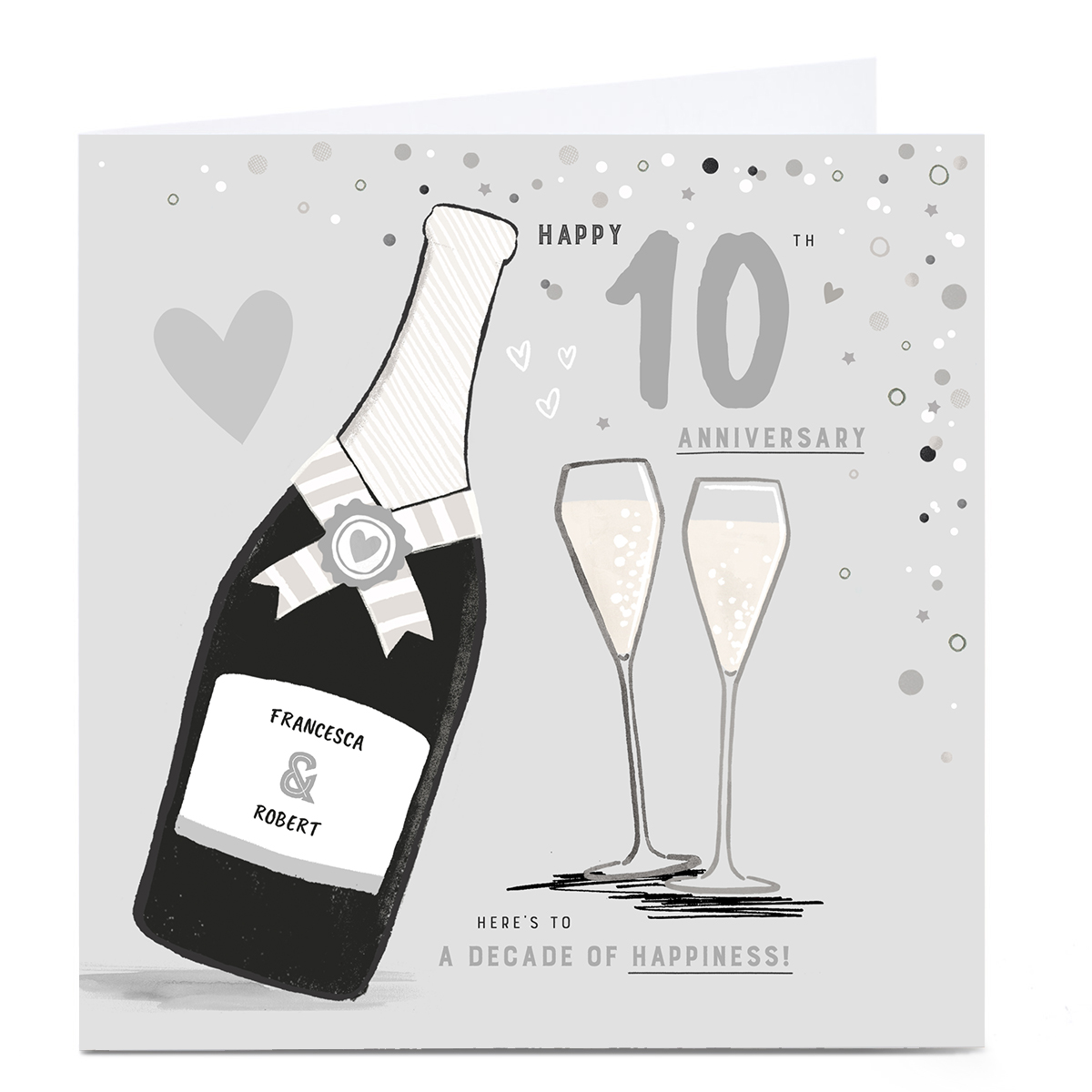 Personalised 10th Anniversary Card - A Decade Of Happiness