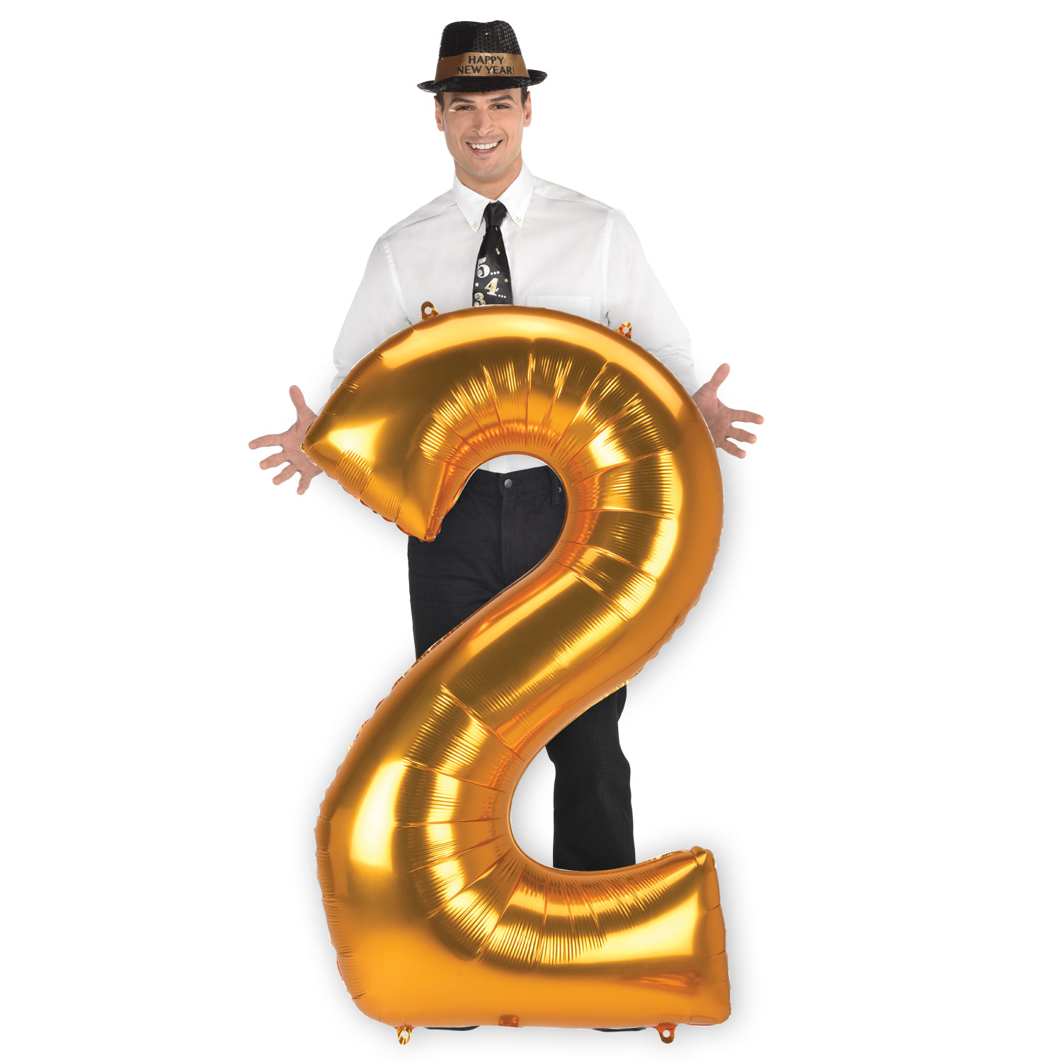JUMBO 53-Inch Gold Foil Number 2 Balloon (Deflated) 