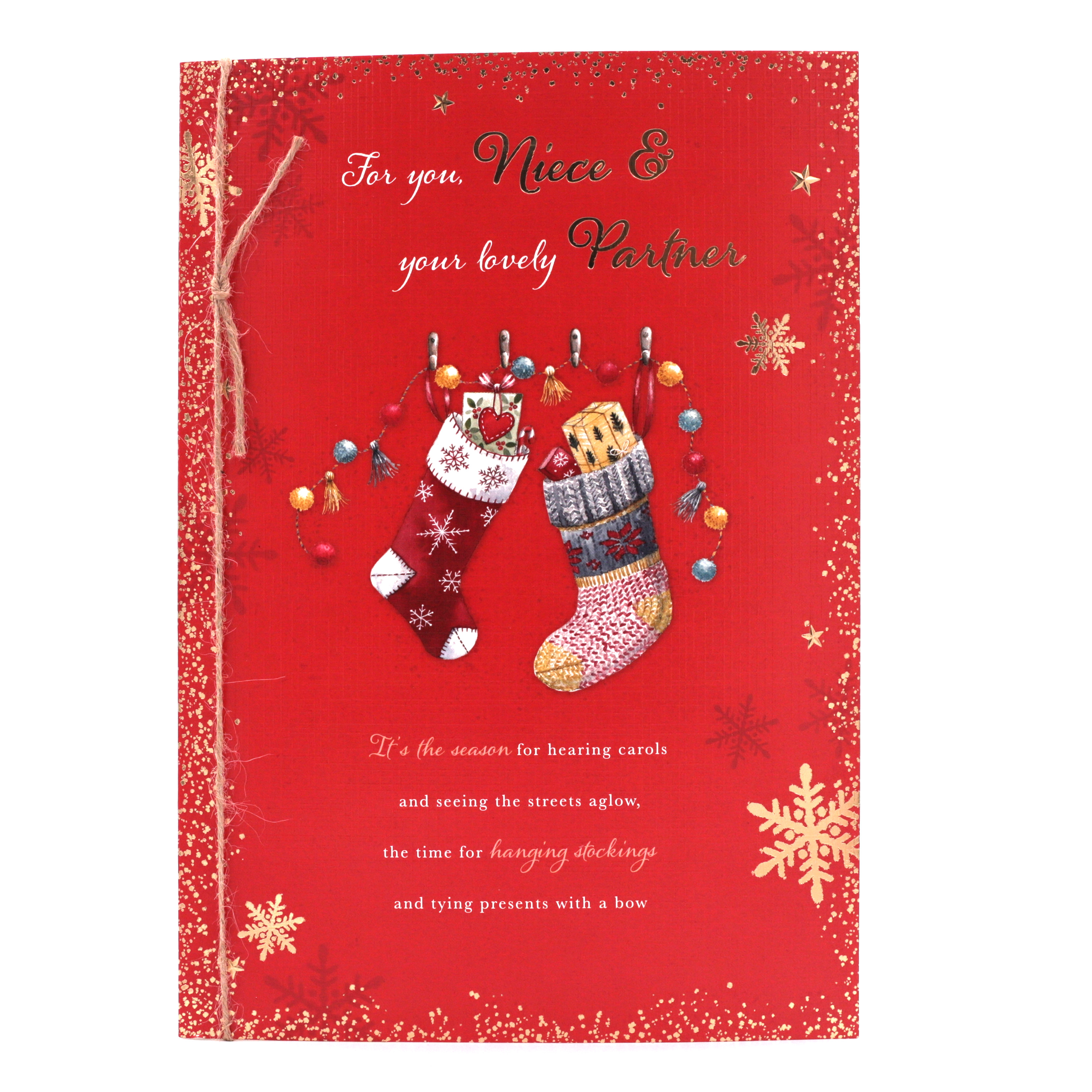 Christmas Card - Niece And Partner, Christmas Stockings