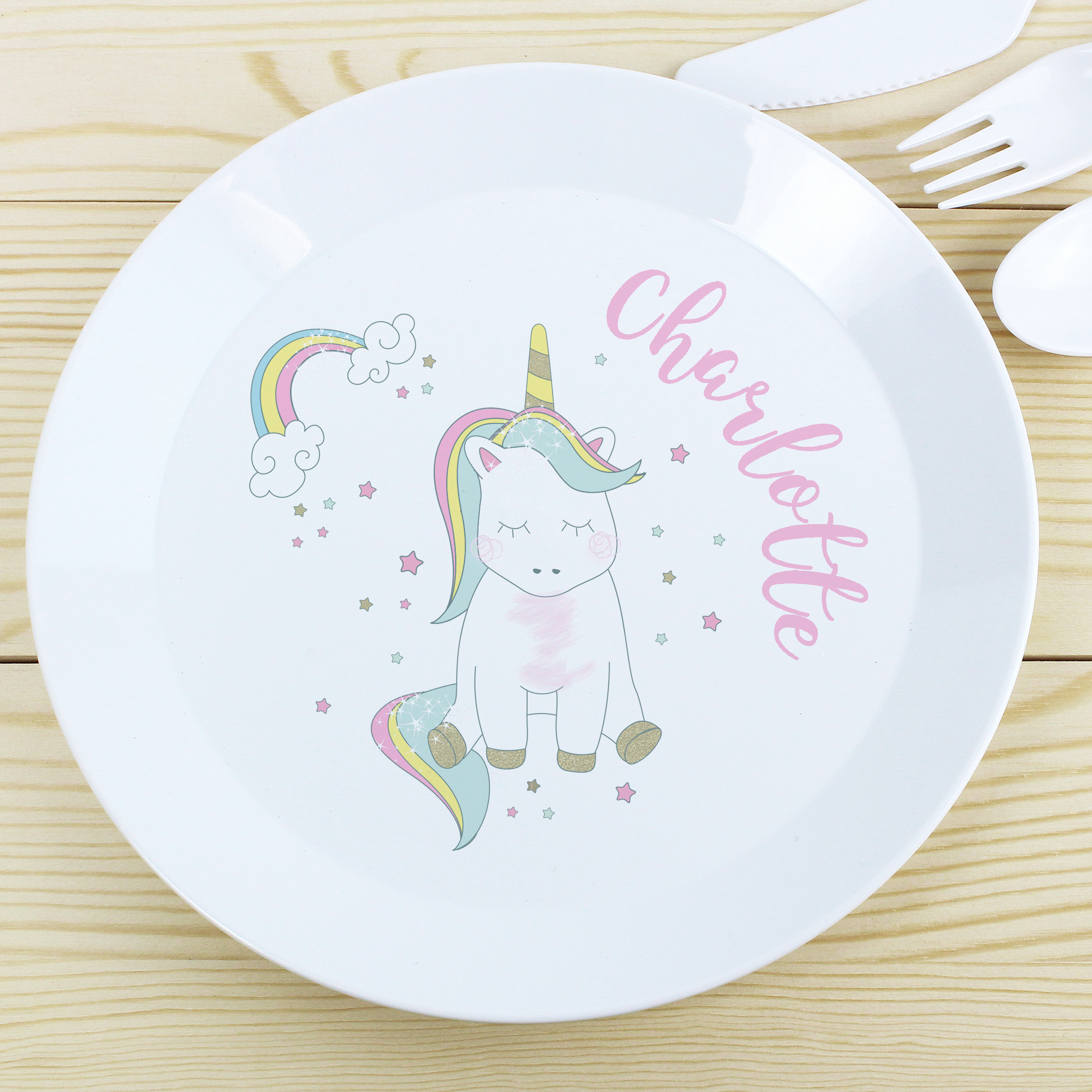 Image of Personalised Baby Unicorn Plastic Plate