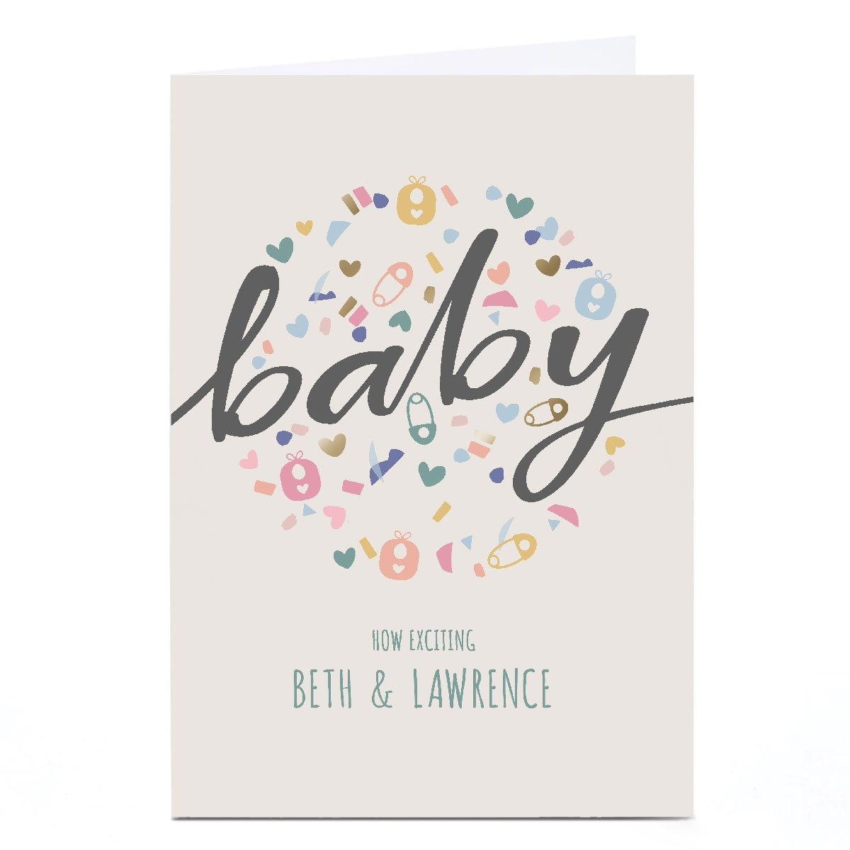 Personalised Bev Hopwood New Baby Card - How Exciting Baby Confetti