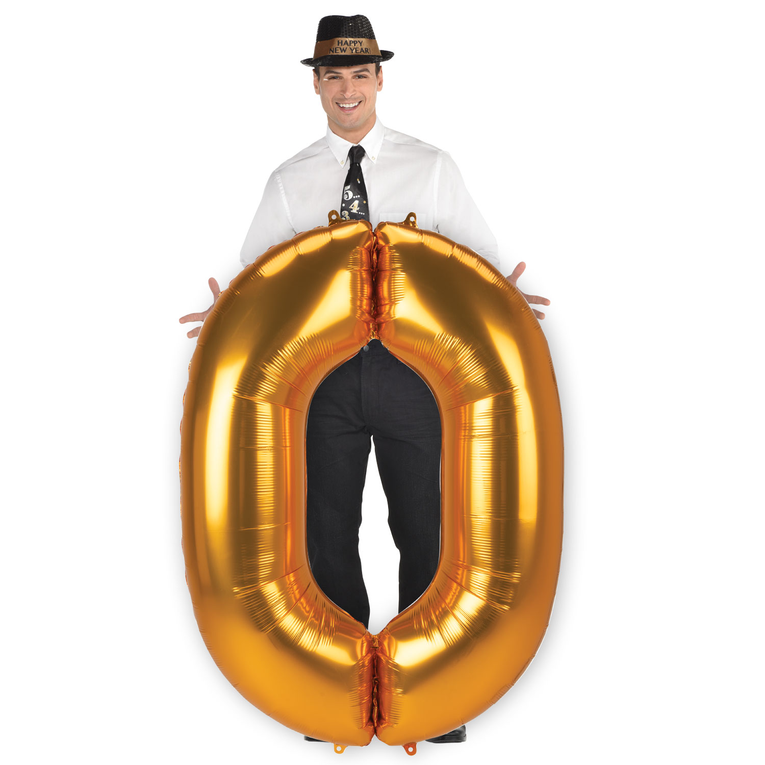 JUMBO 53-Inch Gold Foil Number 0 Balloon (Deflated) 