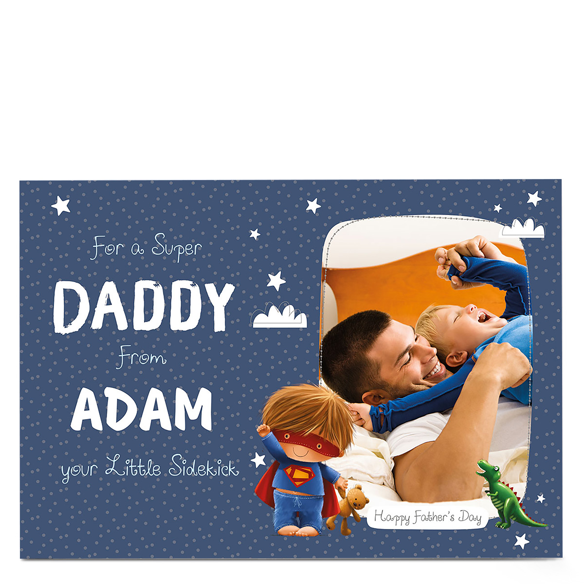 Photo Upload Father's Day Card - Super Daddy And Sidekick