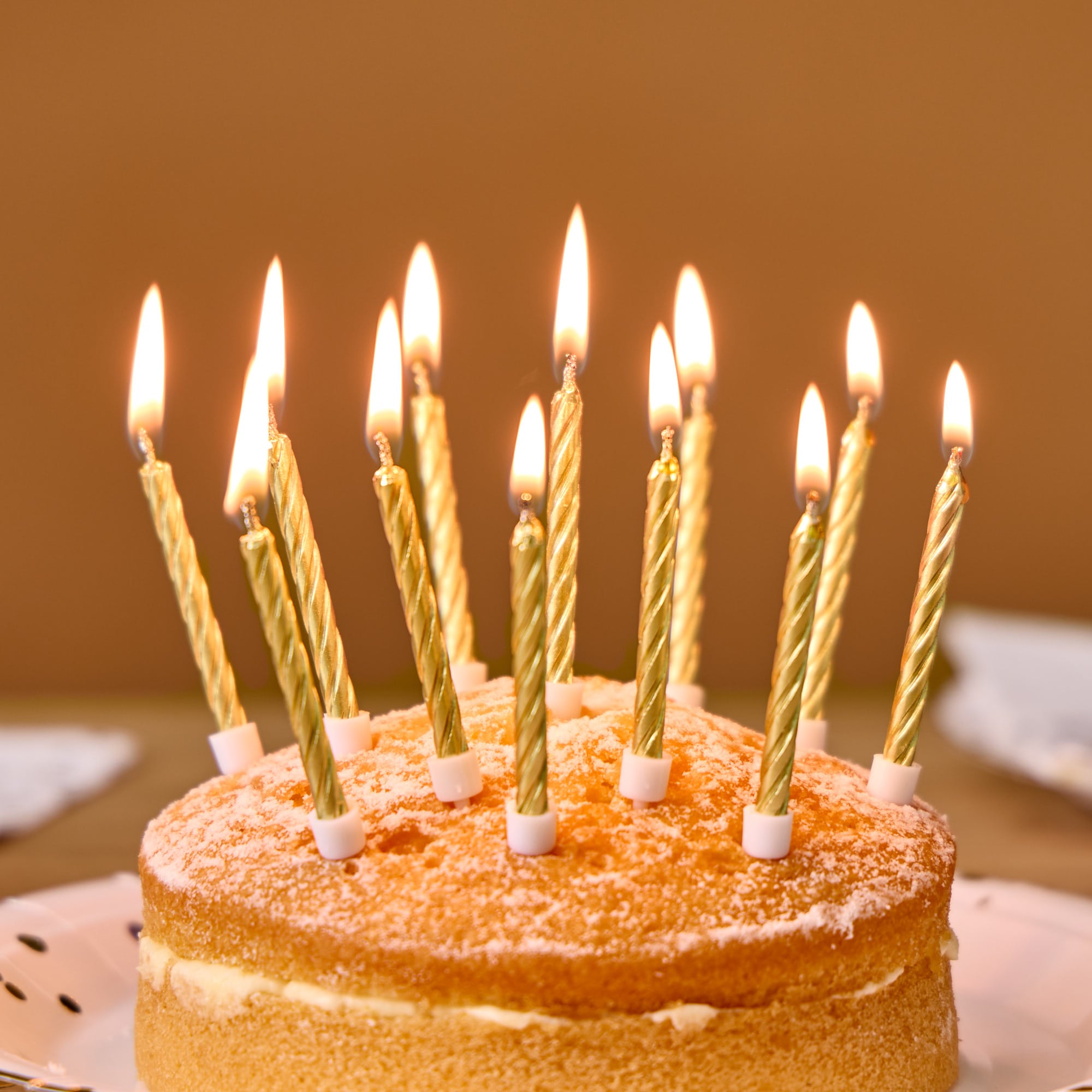 Gold Cake Candles - Pack of 12