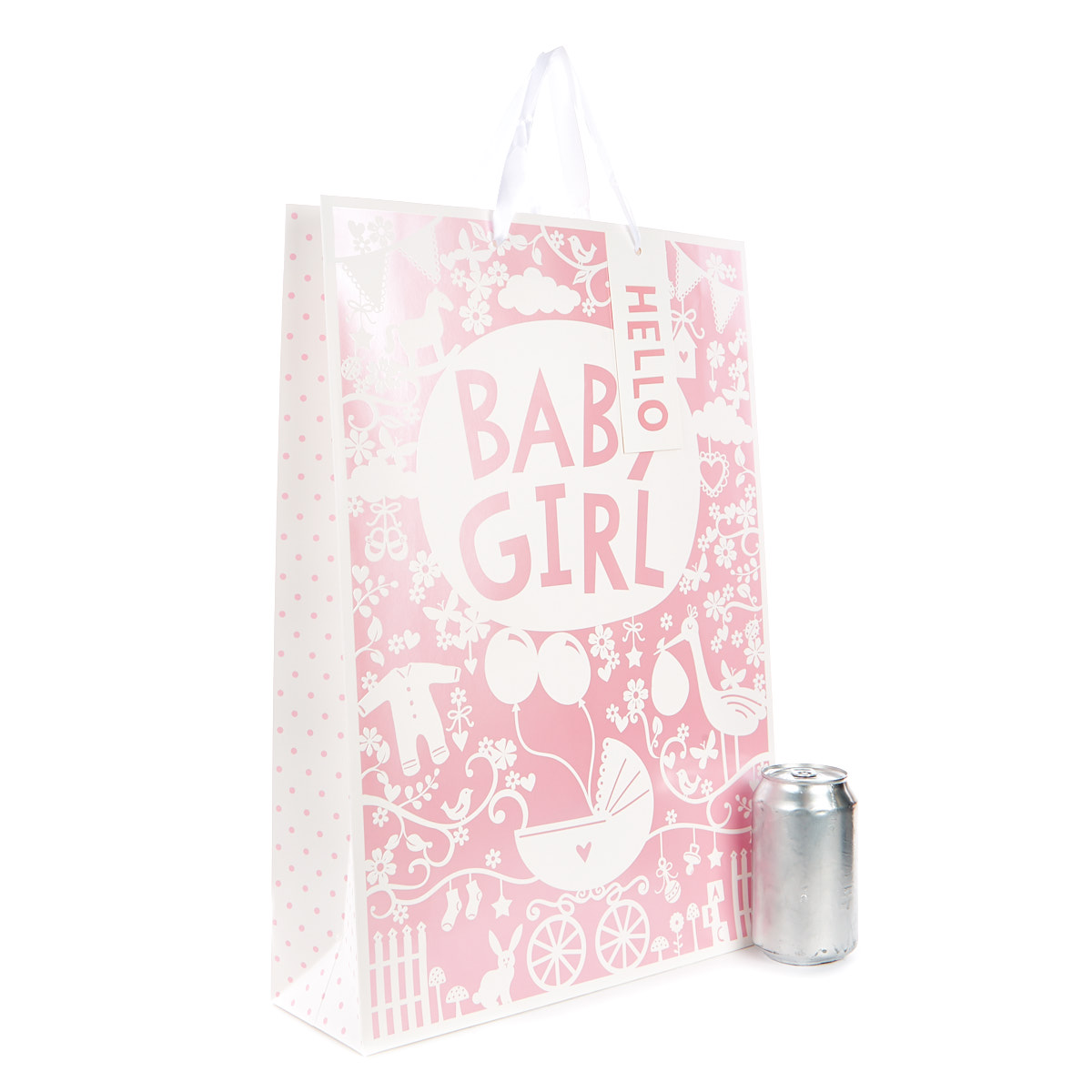 Extra Large Portrait Pink And White Baby Girl Gift Bag