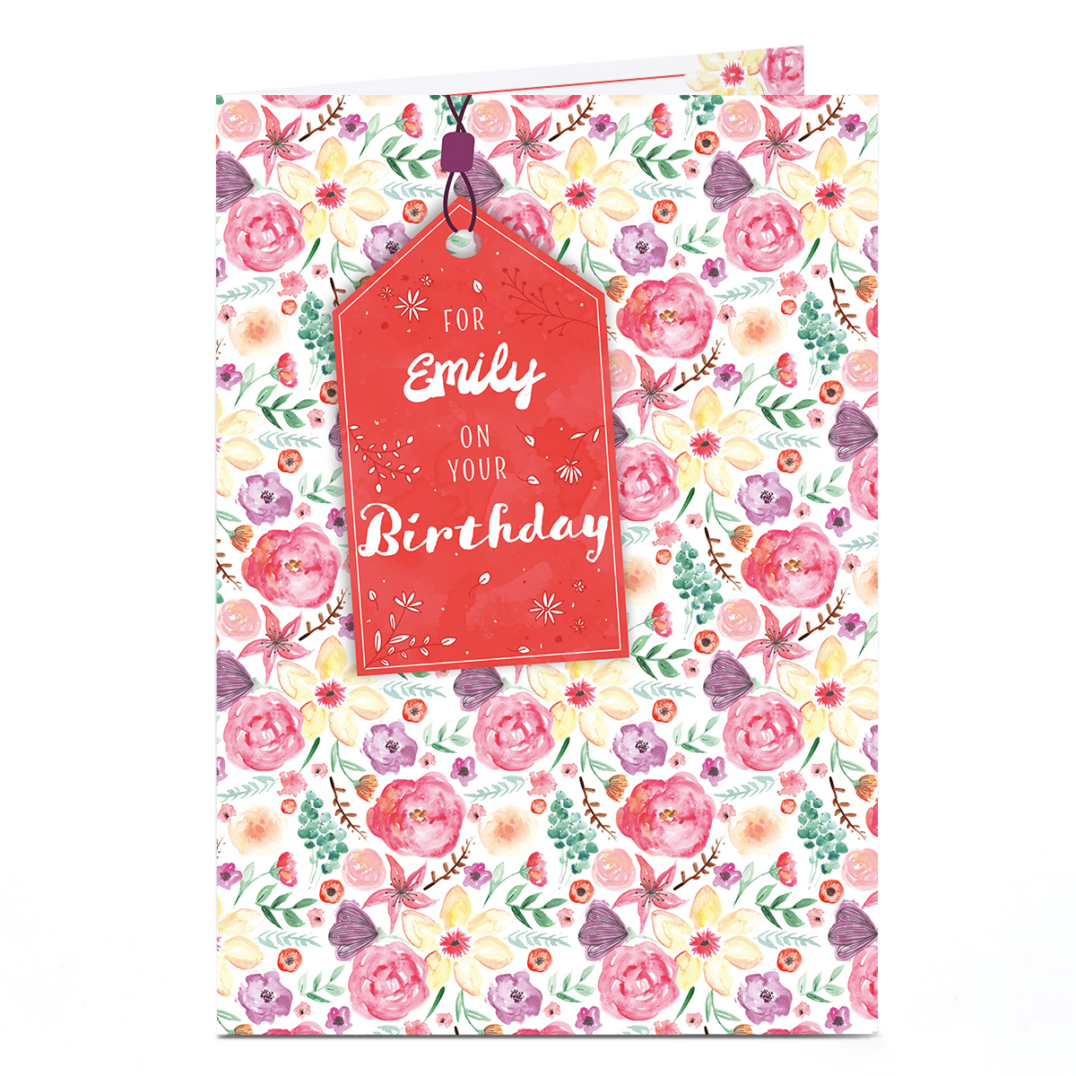 Personalised Birthday Card - Florals & Red Label