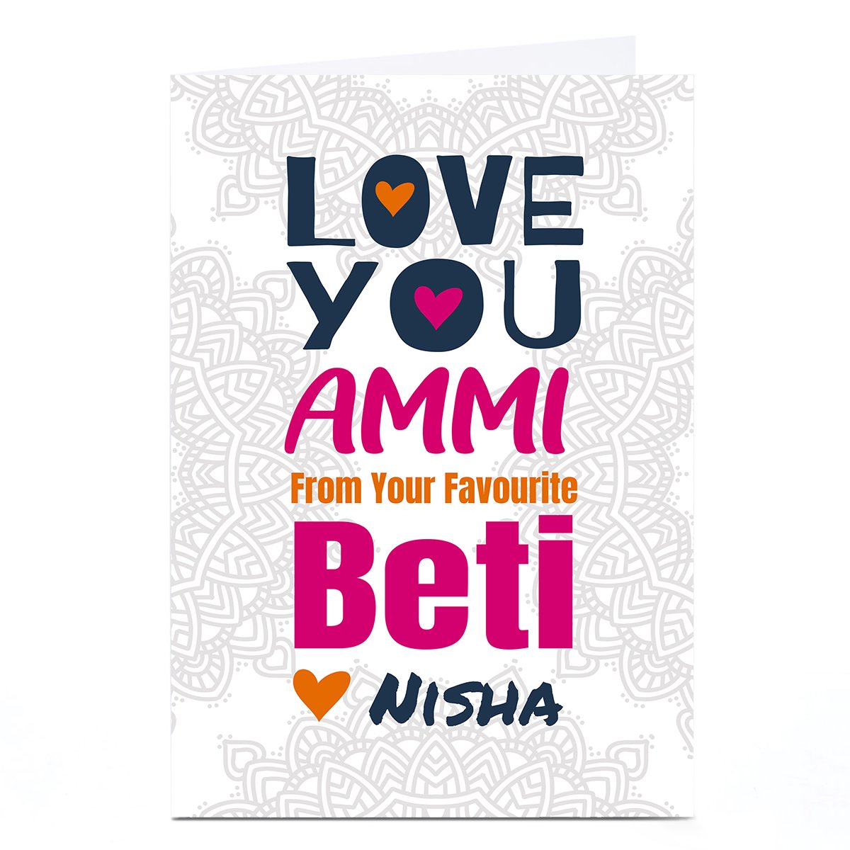 Personalised Roshah Designs Mother's Day Card - Love You Beti