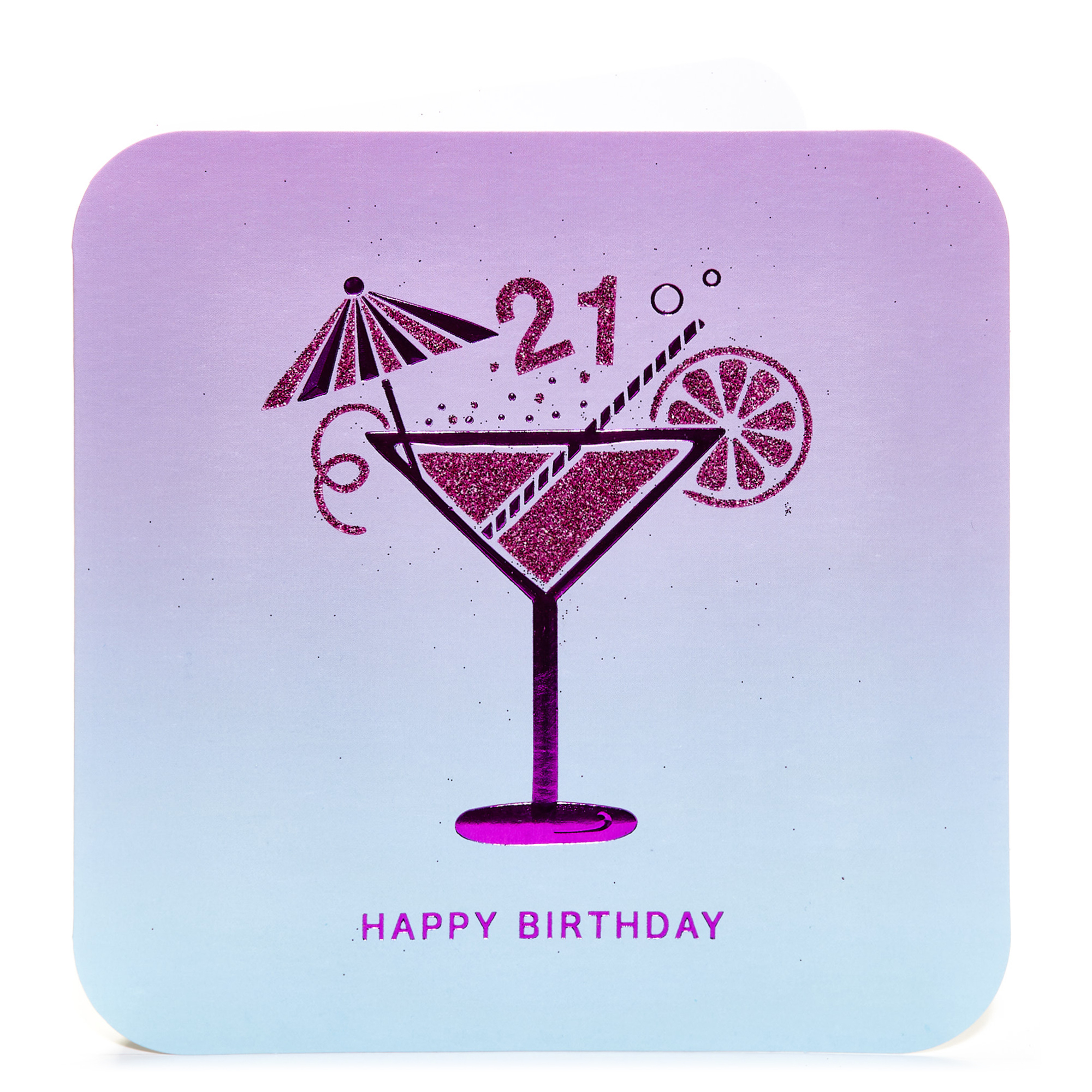 21st Birthday Card - Pink Cocktail