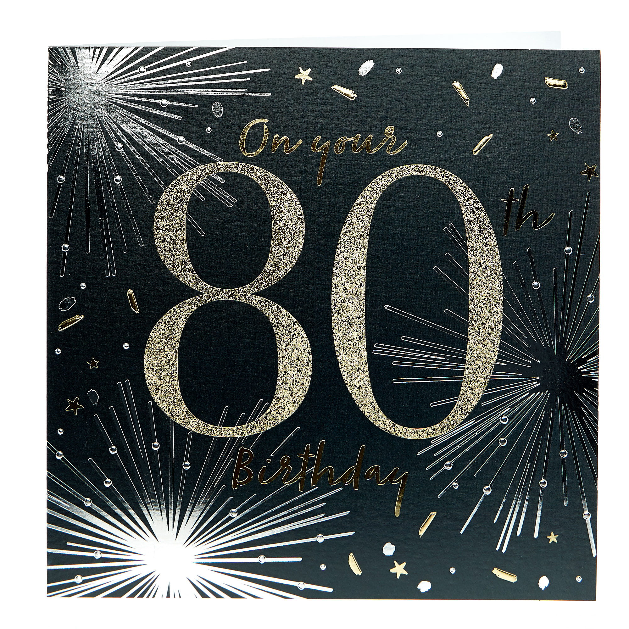 Platinum Collection 80th Birthday Card - Black & Gold