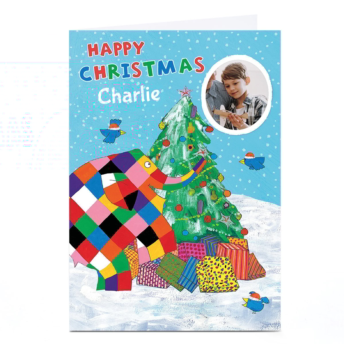 Photo Elmer The Elephant Christmas Card - Happy Christmas