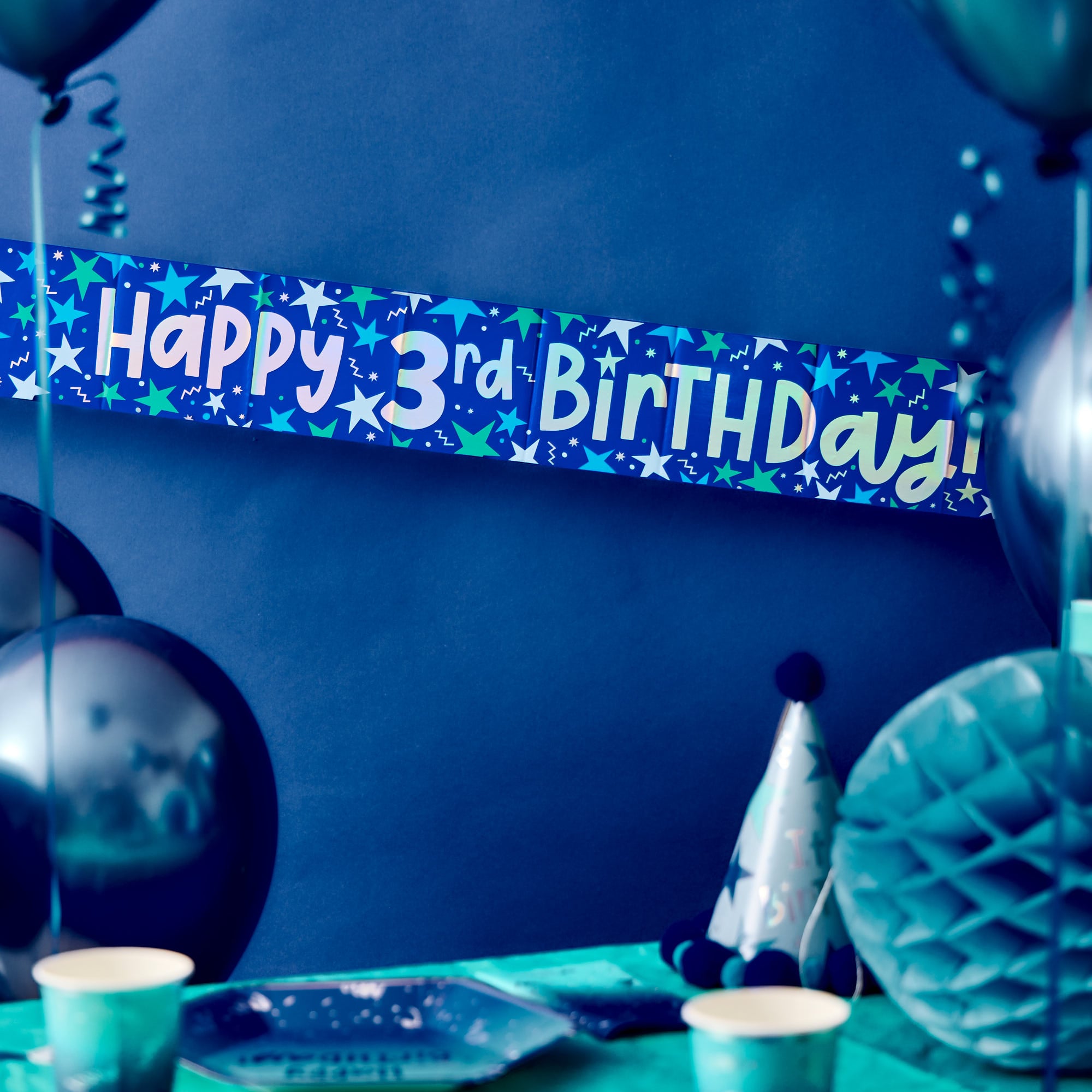 Happy 3rd Birthday Banner - Blue