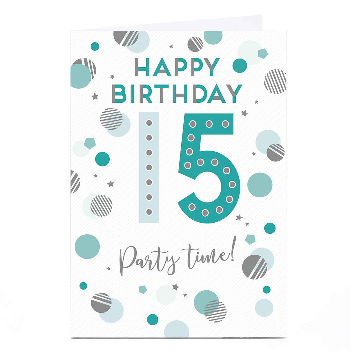 Personalised 15th Birthday Card - Party Time Circles and Dots