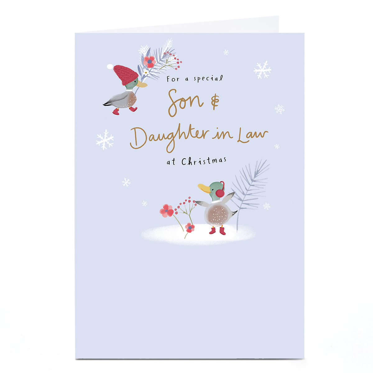 Personalised Christmas Card - Cute Ducks, Son & Daughter in Law