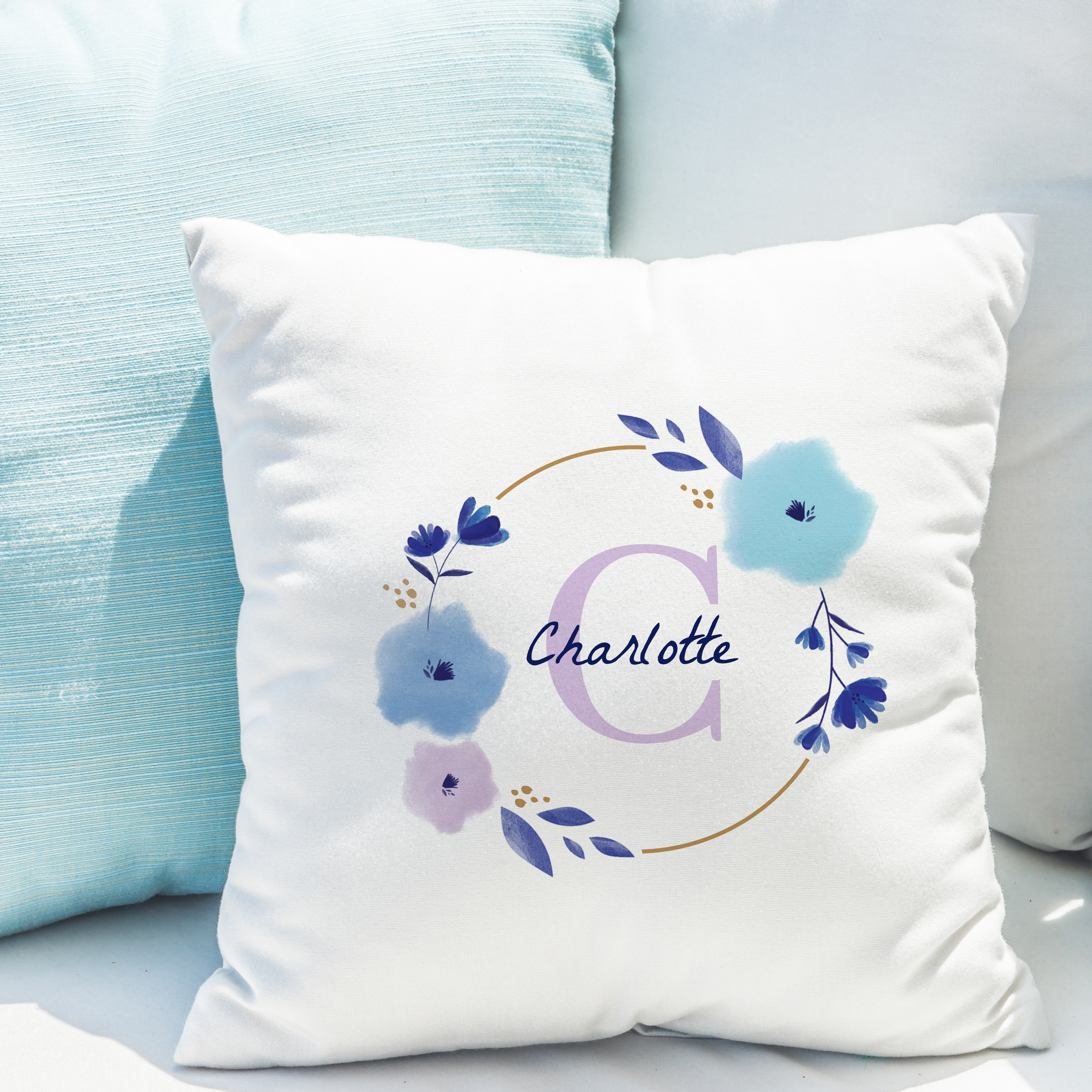 Personalised Floral Initial Cushion