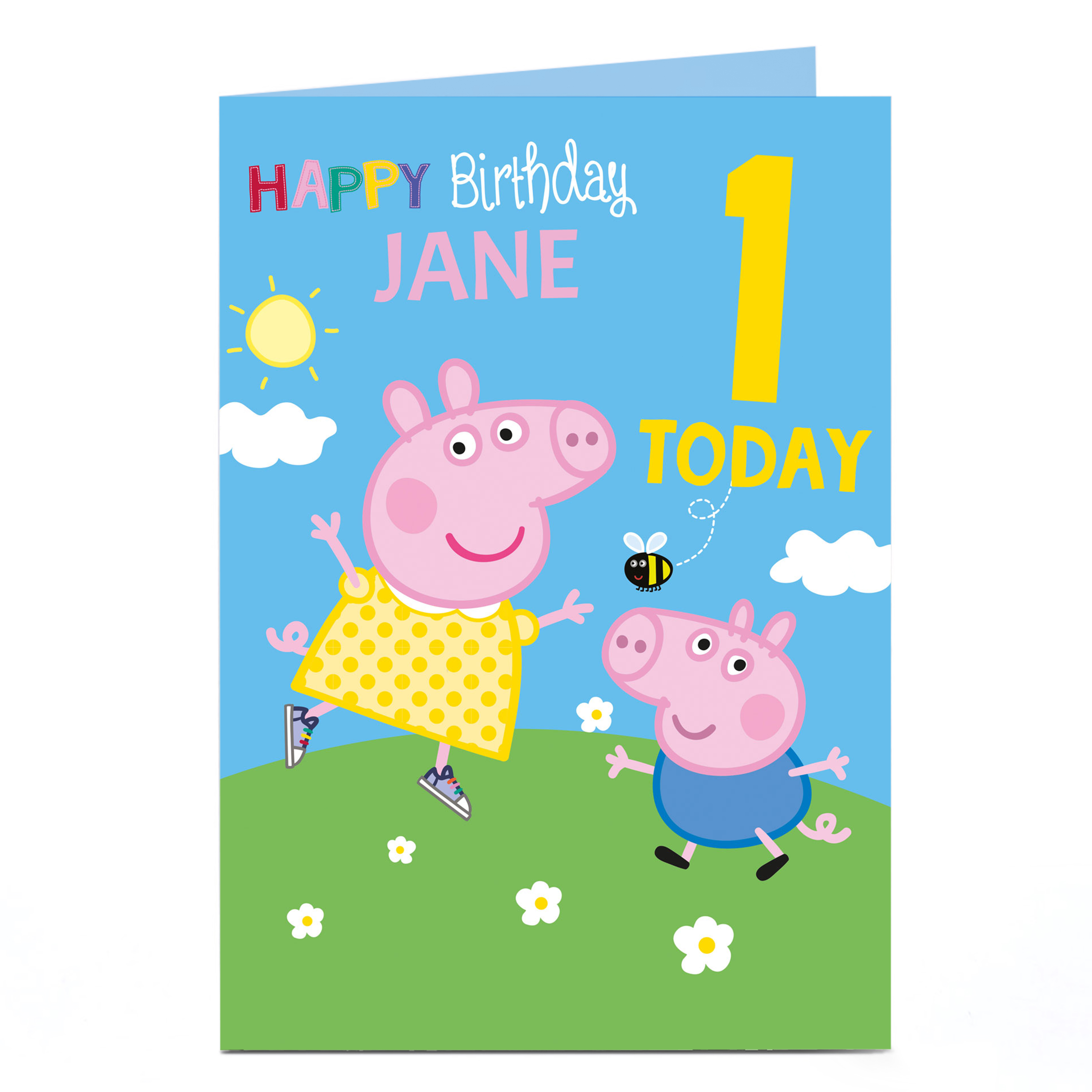 Personalised Editable Age Birthday Card - Peppa Pig