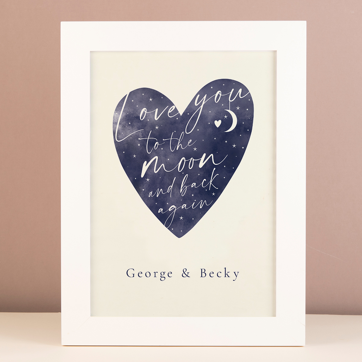 Personalised Love You To The Moon And Back Heart Framed Print