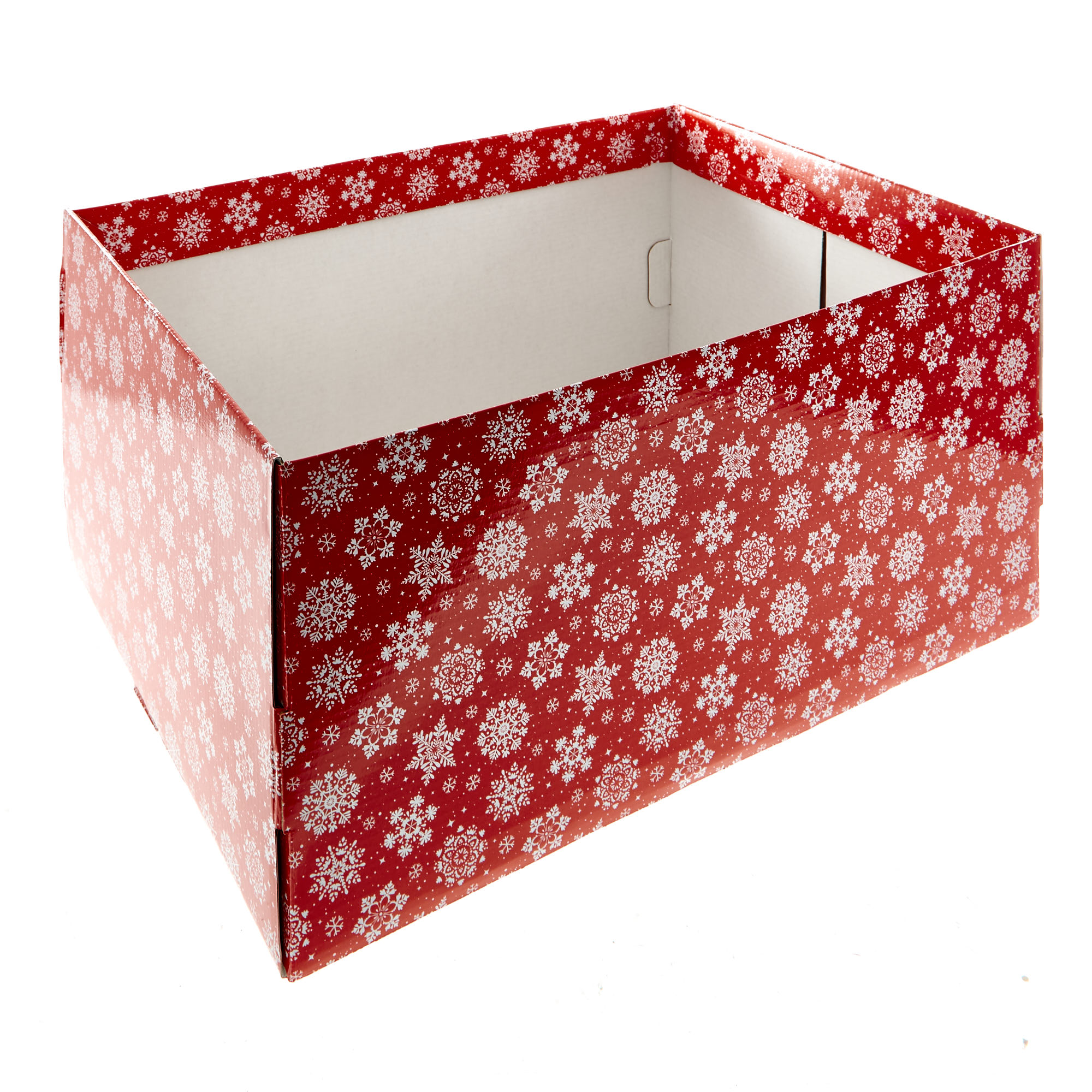 Red & White Snowflakes Flat-Pack Crate Gift Box 