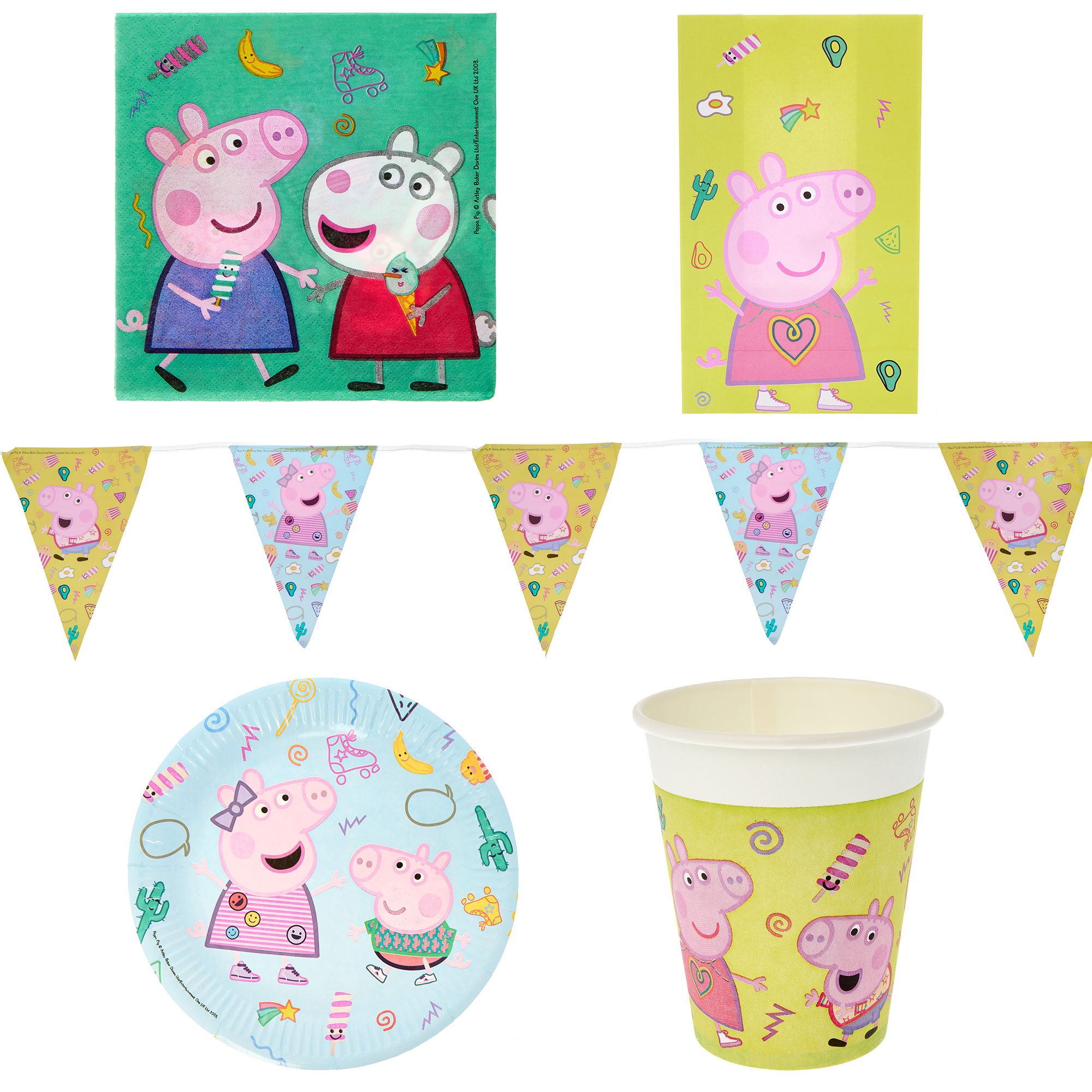 Peppa Pig Birthday Party Tableware & Decorations Bundle - 16 Guests 