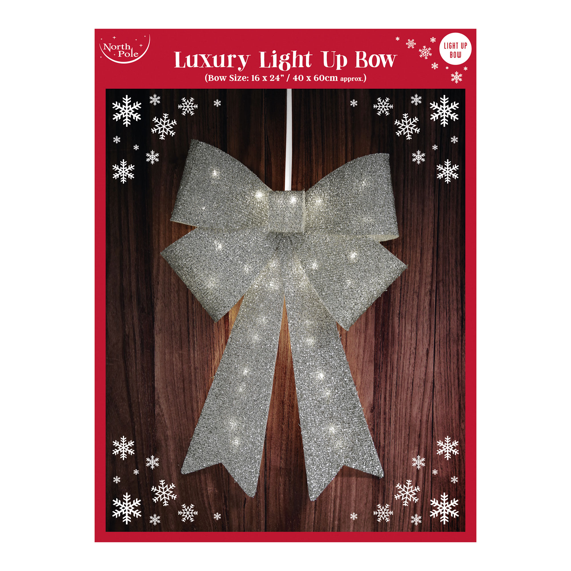 Silver Luxury Light Up LED Door Bow