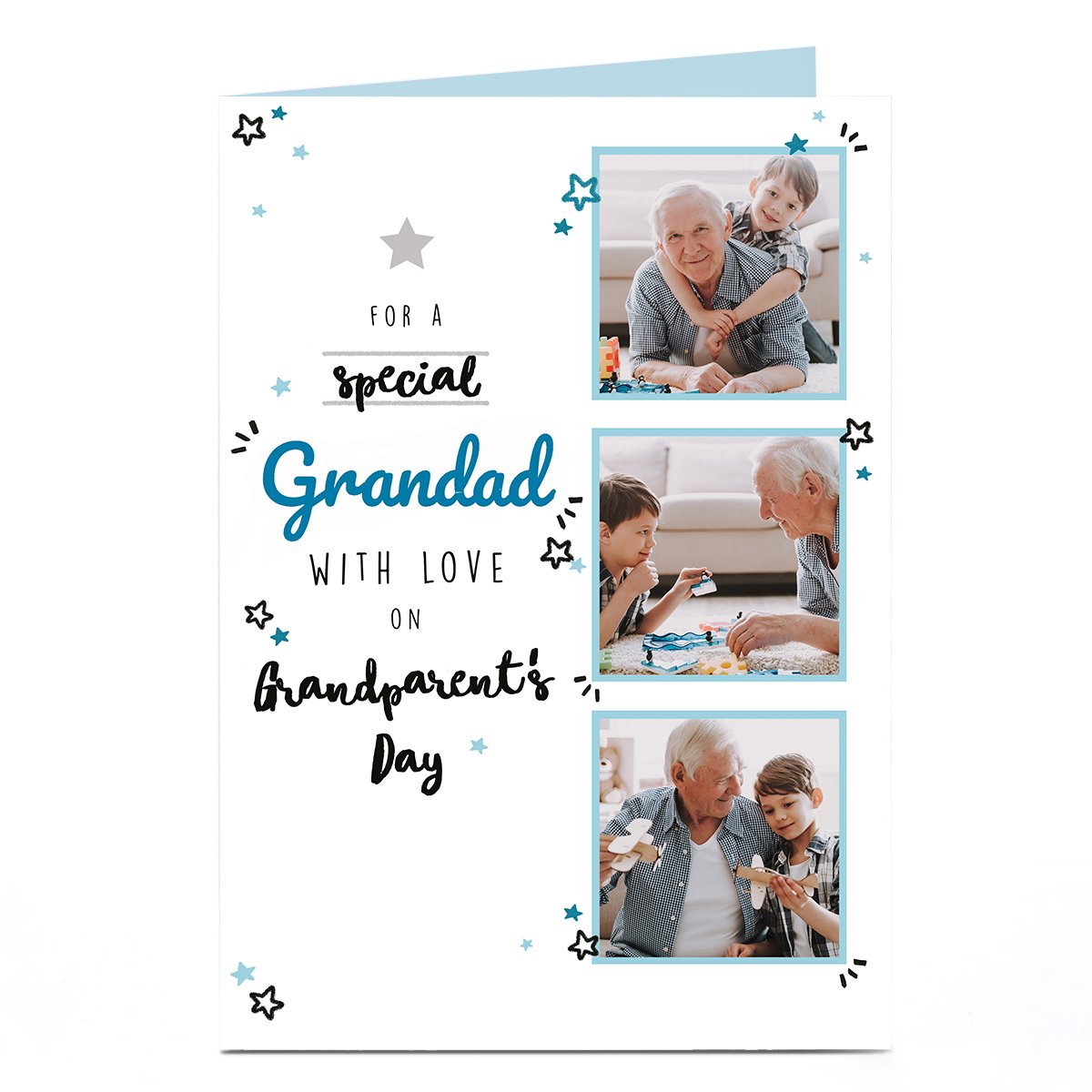 Photo Grandparent's Day Card - Blue & Black Stars