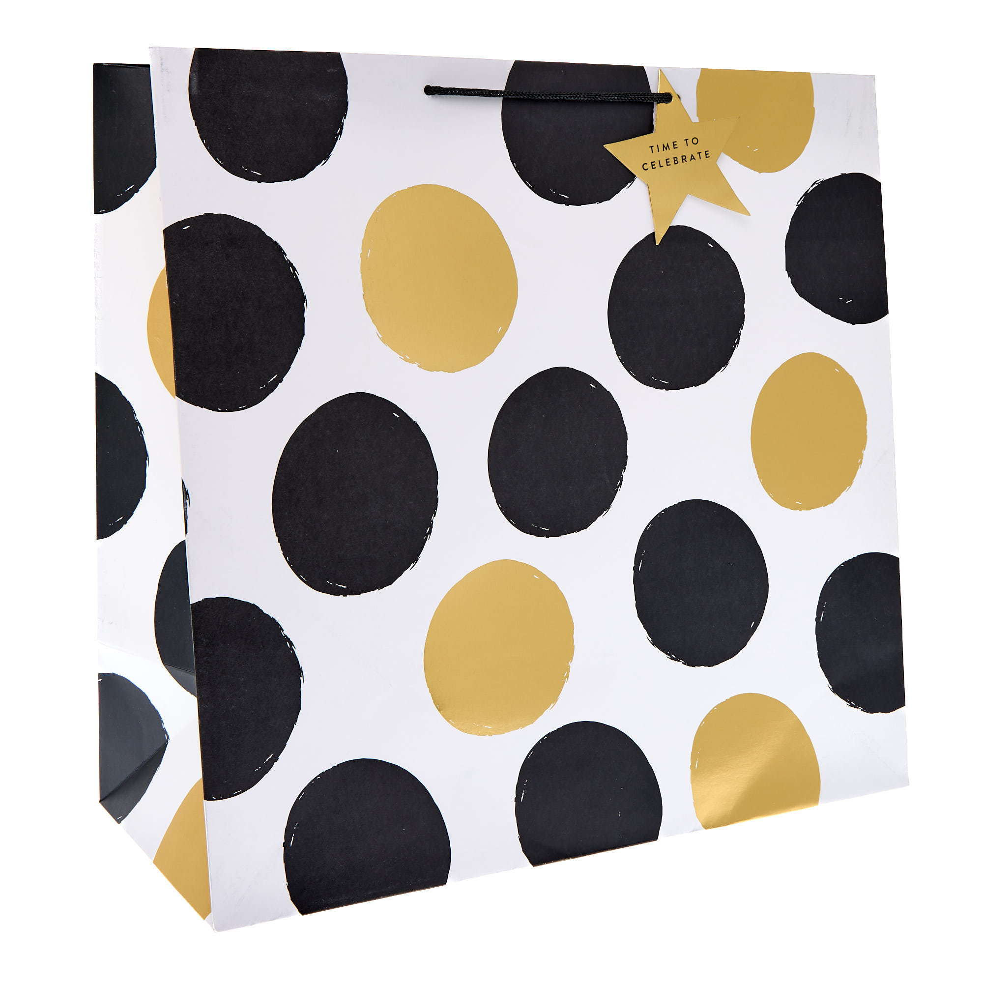Black & Gold Spots Giant Square Gift Bag