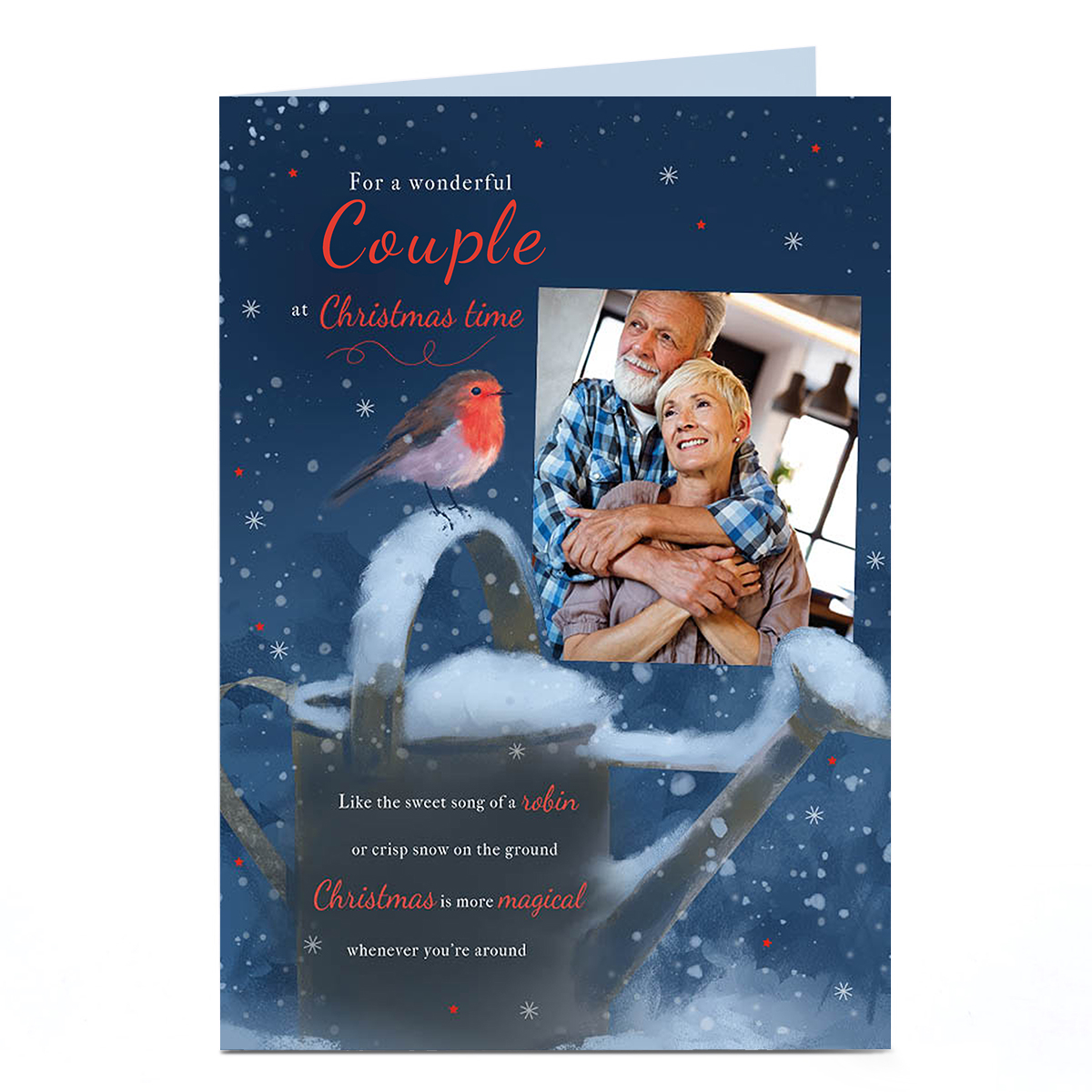 Photo Christmas Card - Traditional Robin, Wonderful Couple