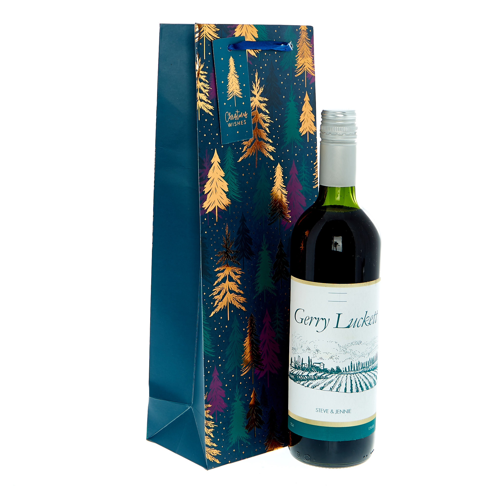 Festive Trees Christmas Bottle Bag