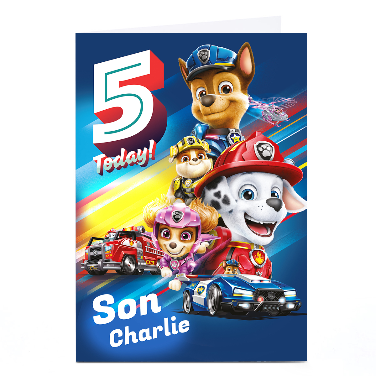 Personalised Paw Patrol Birthday Card - Son 5th