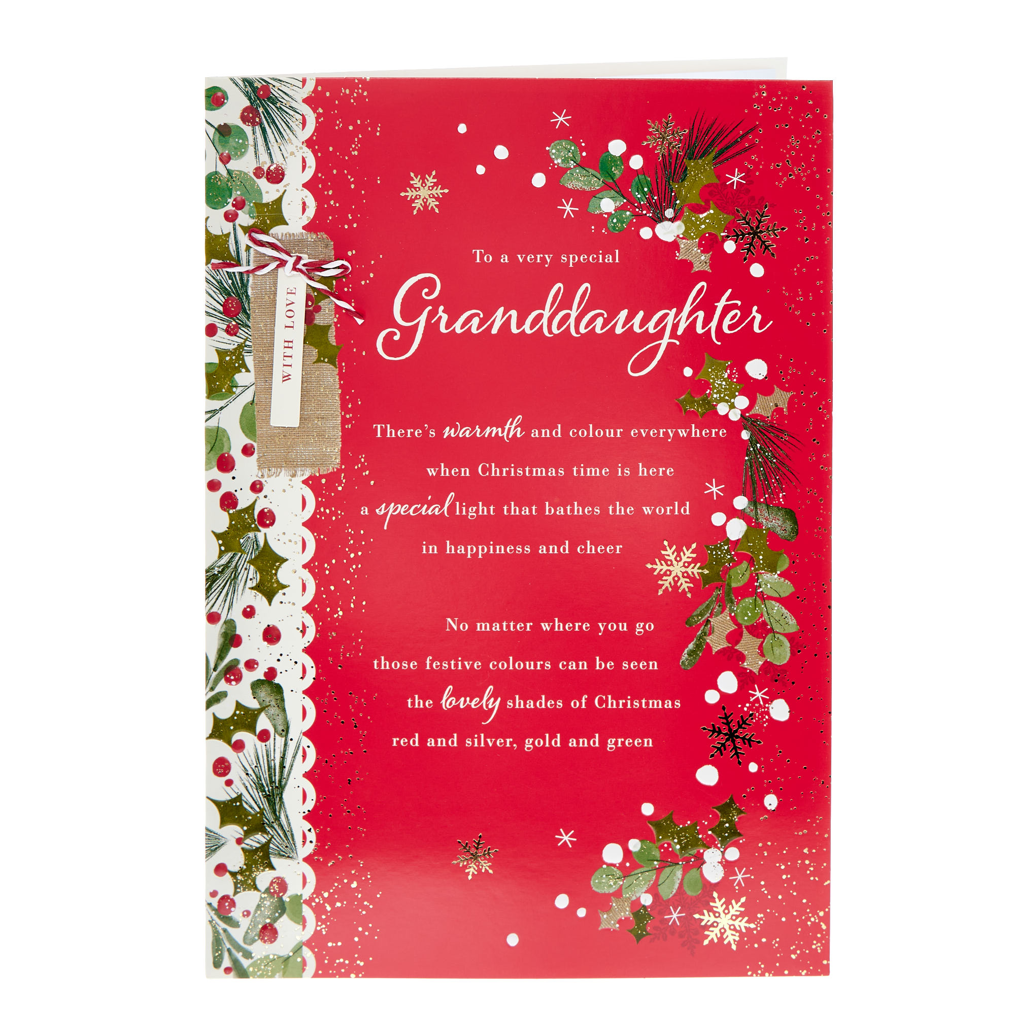 Granddaughter Holly With Love Christmas Card
