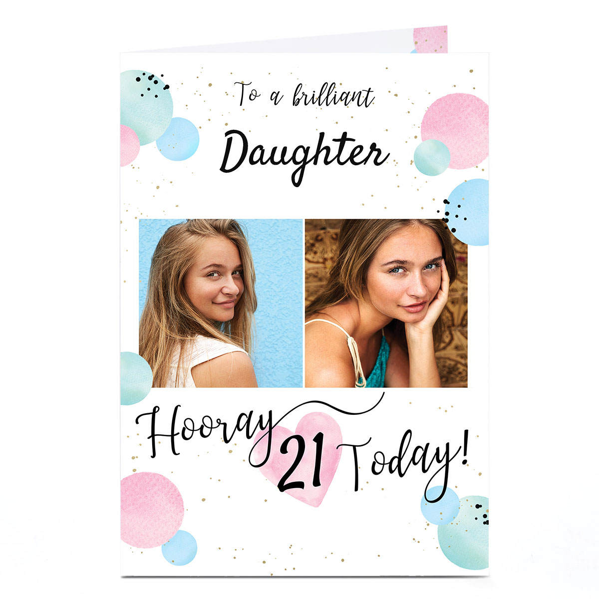 Photo 21st Birthday Card - Pastel Balloons