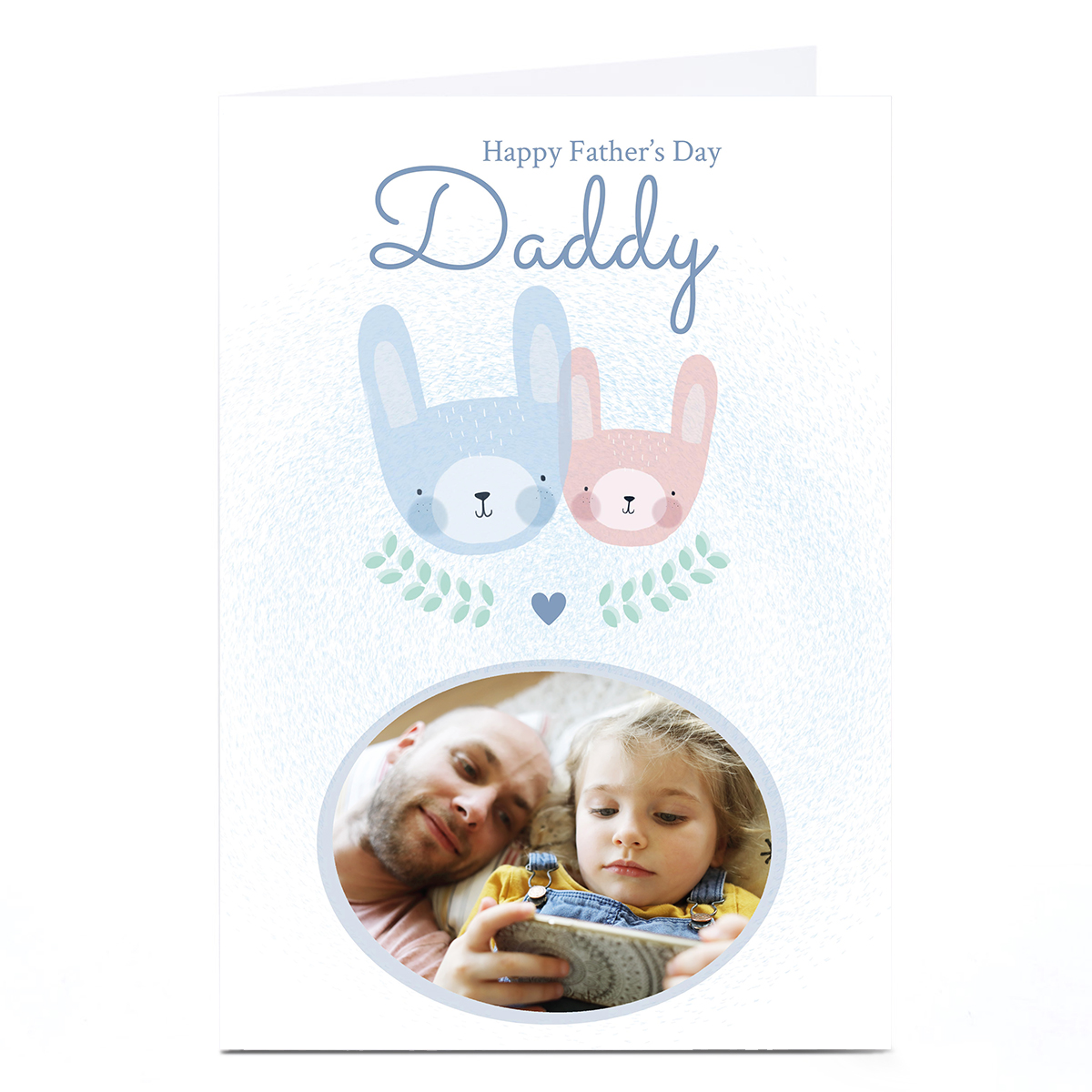 Photo Juniper & Rose Father's Day Card - Blue & Pink Bunnies