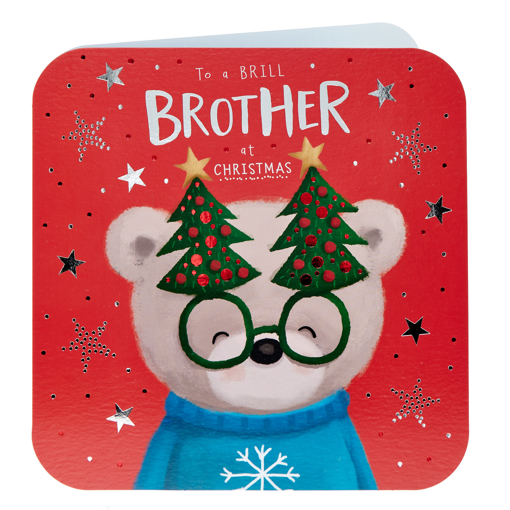Brill Brother Hugs & Glasses Christmas Card 