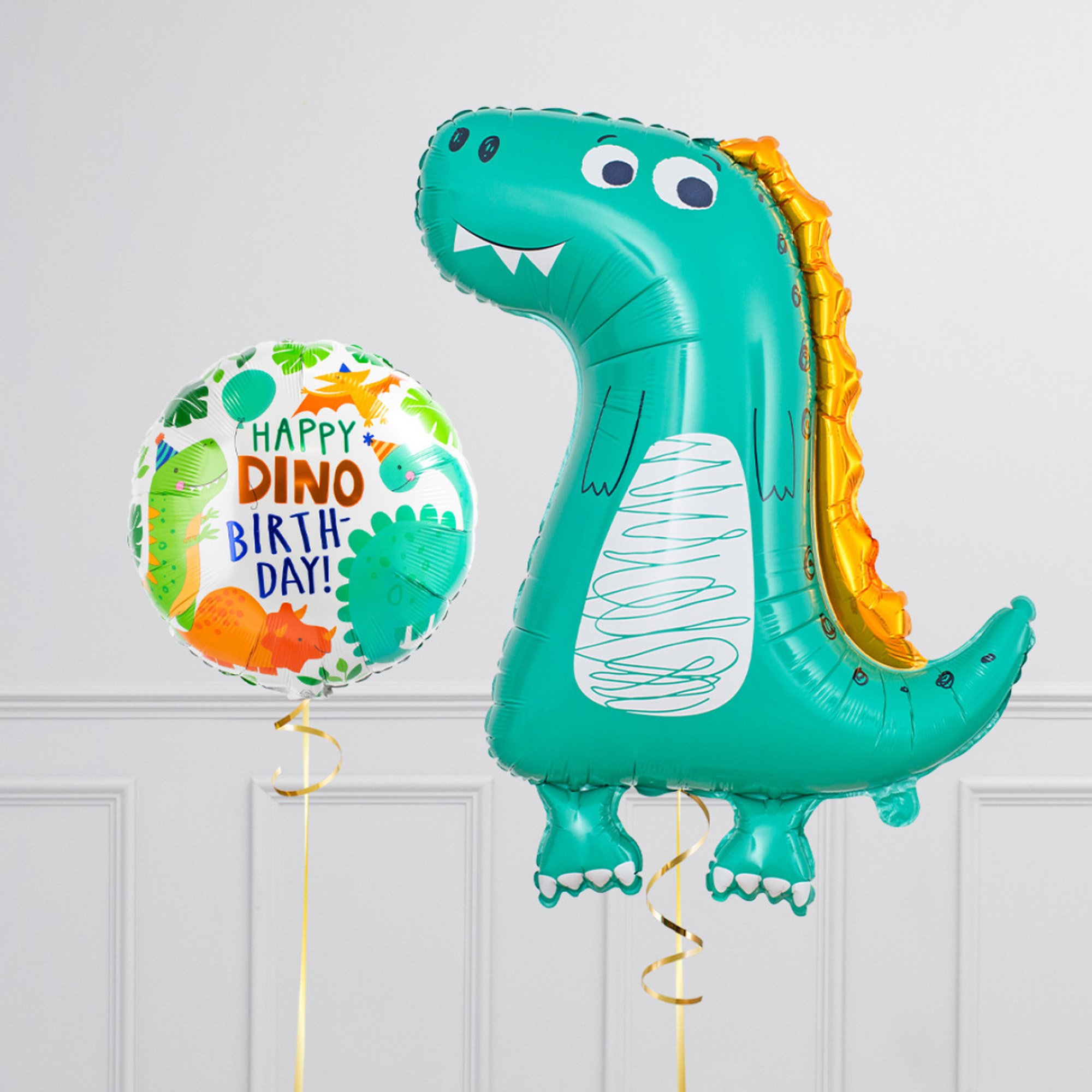 Goofy Dinosaur Birthday Supershape & Foil Balloon Package - Delivered Inflated!