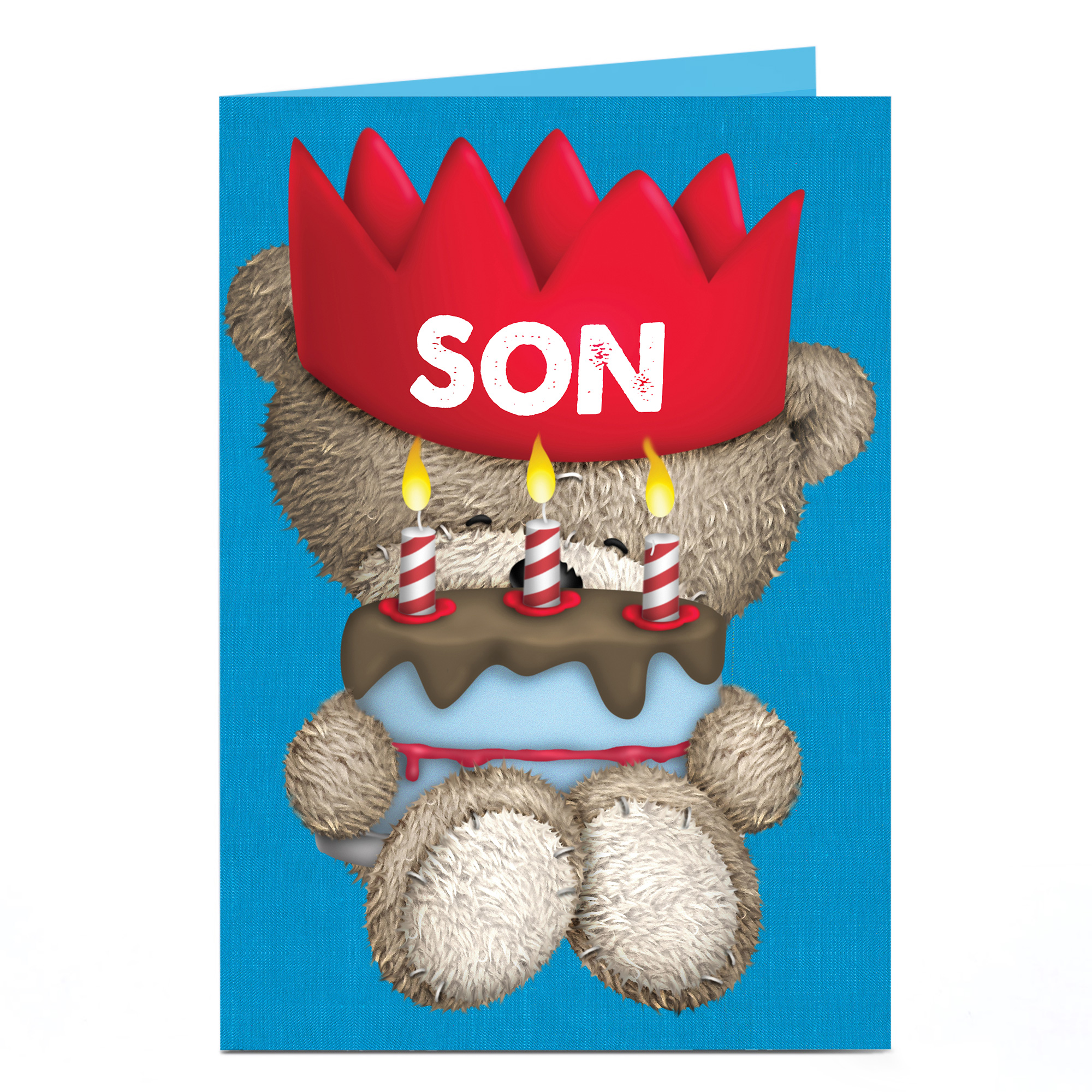 Personalised Hugs Birthday Card - Red Crown [Son]