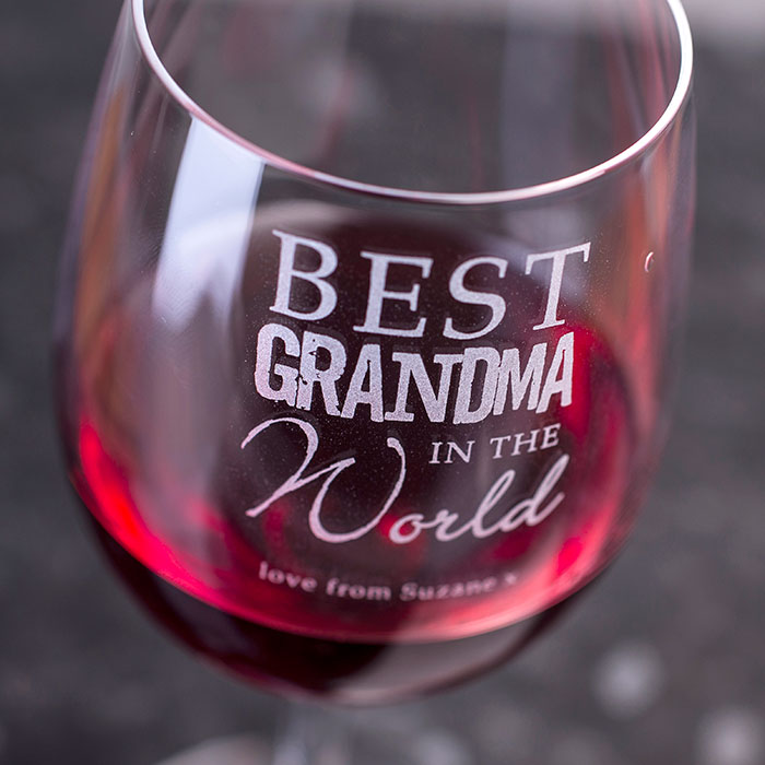 Personalised Best Grandma In The World Wine Glass