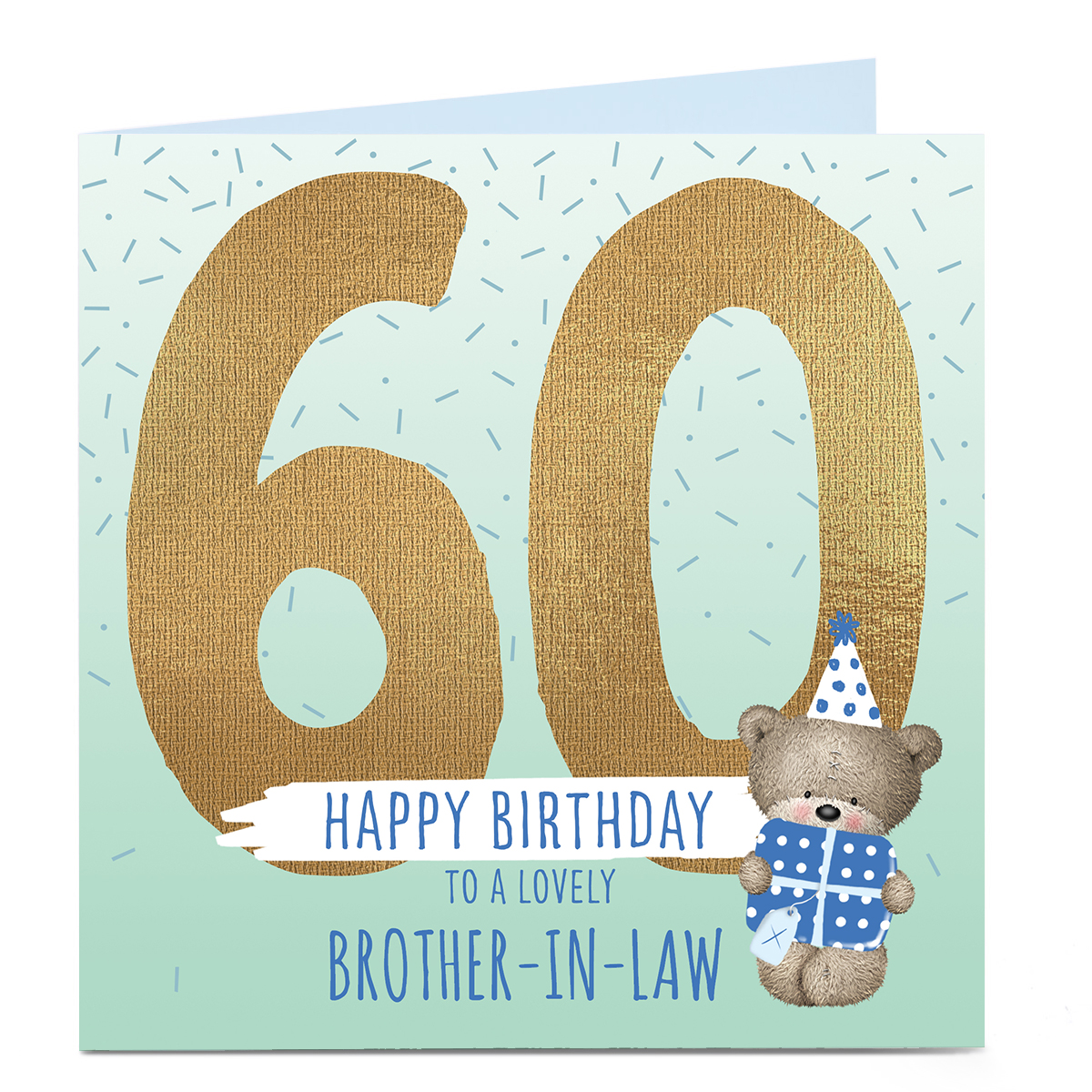 Personalised 60th Birthday Card - Blue Hugs, Brother-in-Law