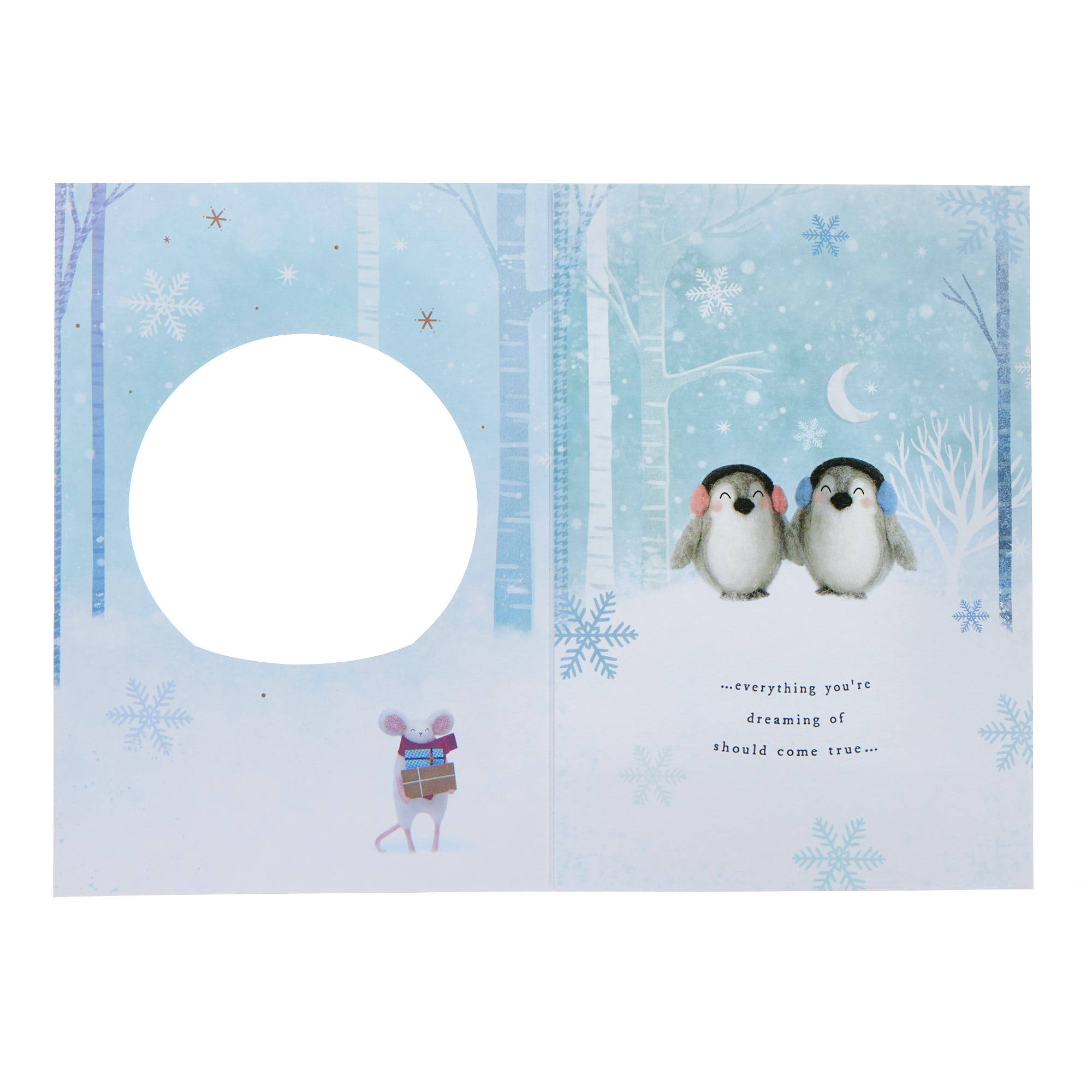 Mummy & Daddy Felted Penguins Christmas Card