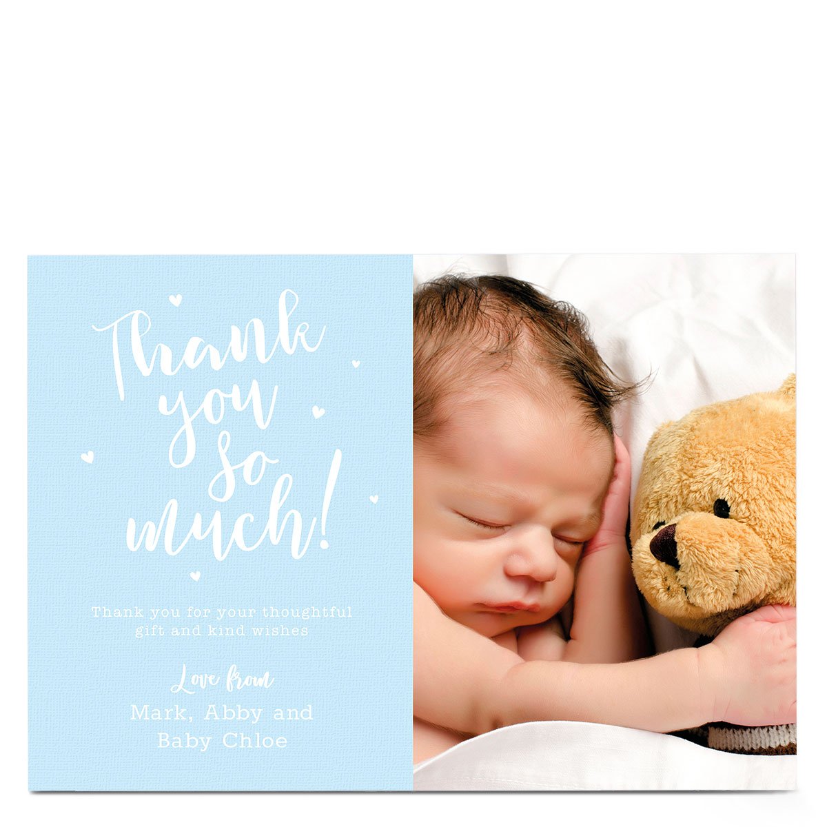New Baby Photo Card - Thank You Blue