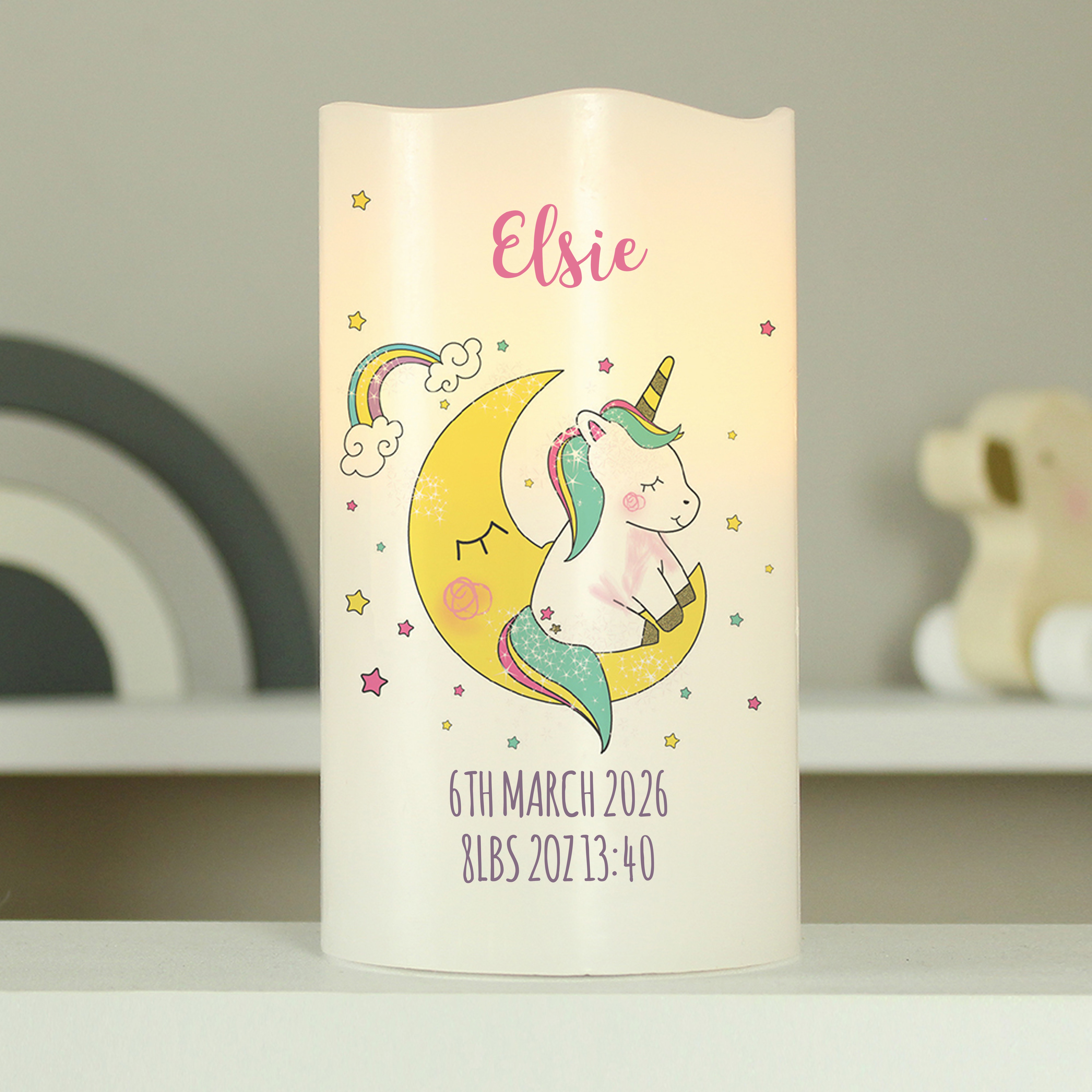Personalised Baby Unicorn Nightlight LED Candle