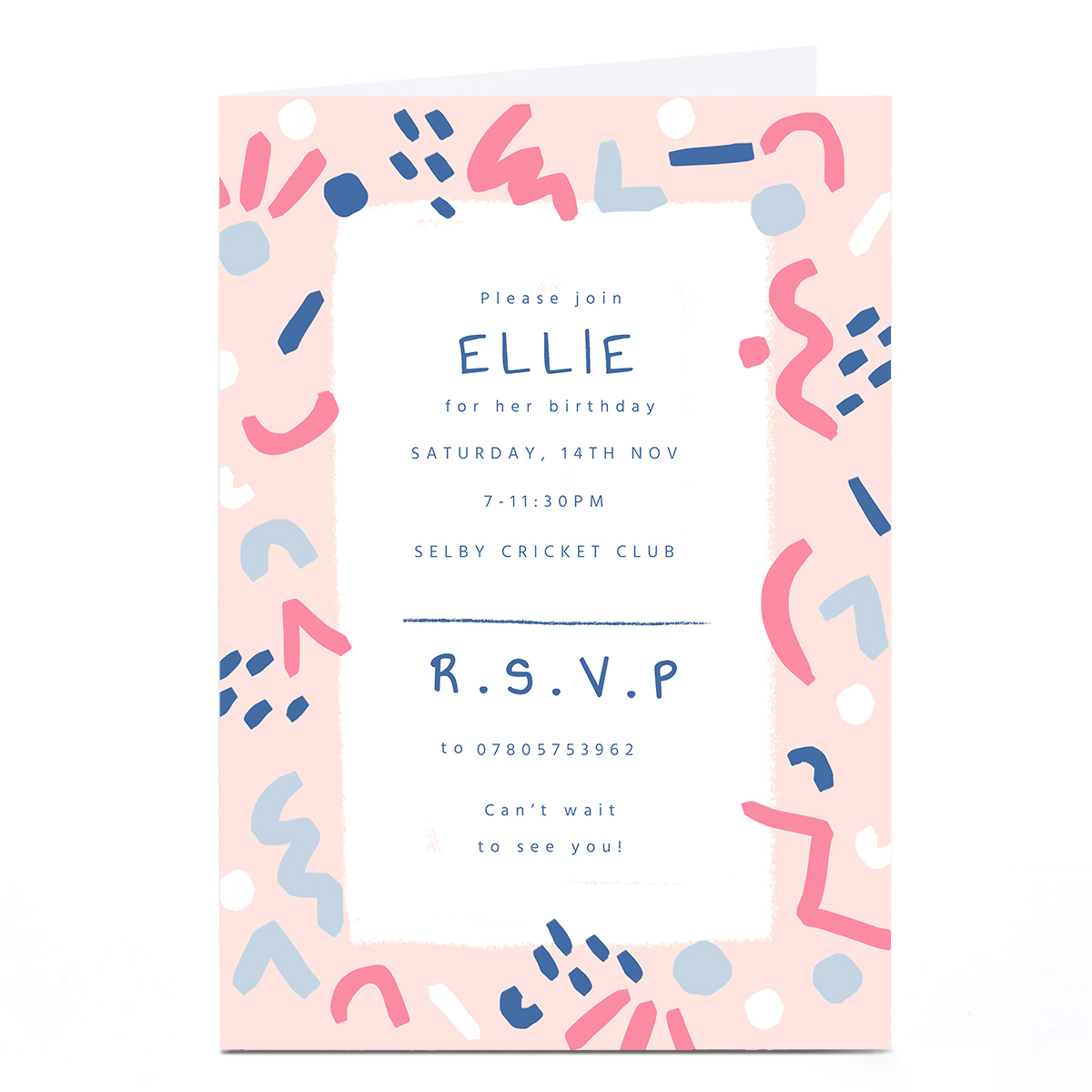 Personalised Party Invitation - Pink R.S.V.P