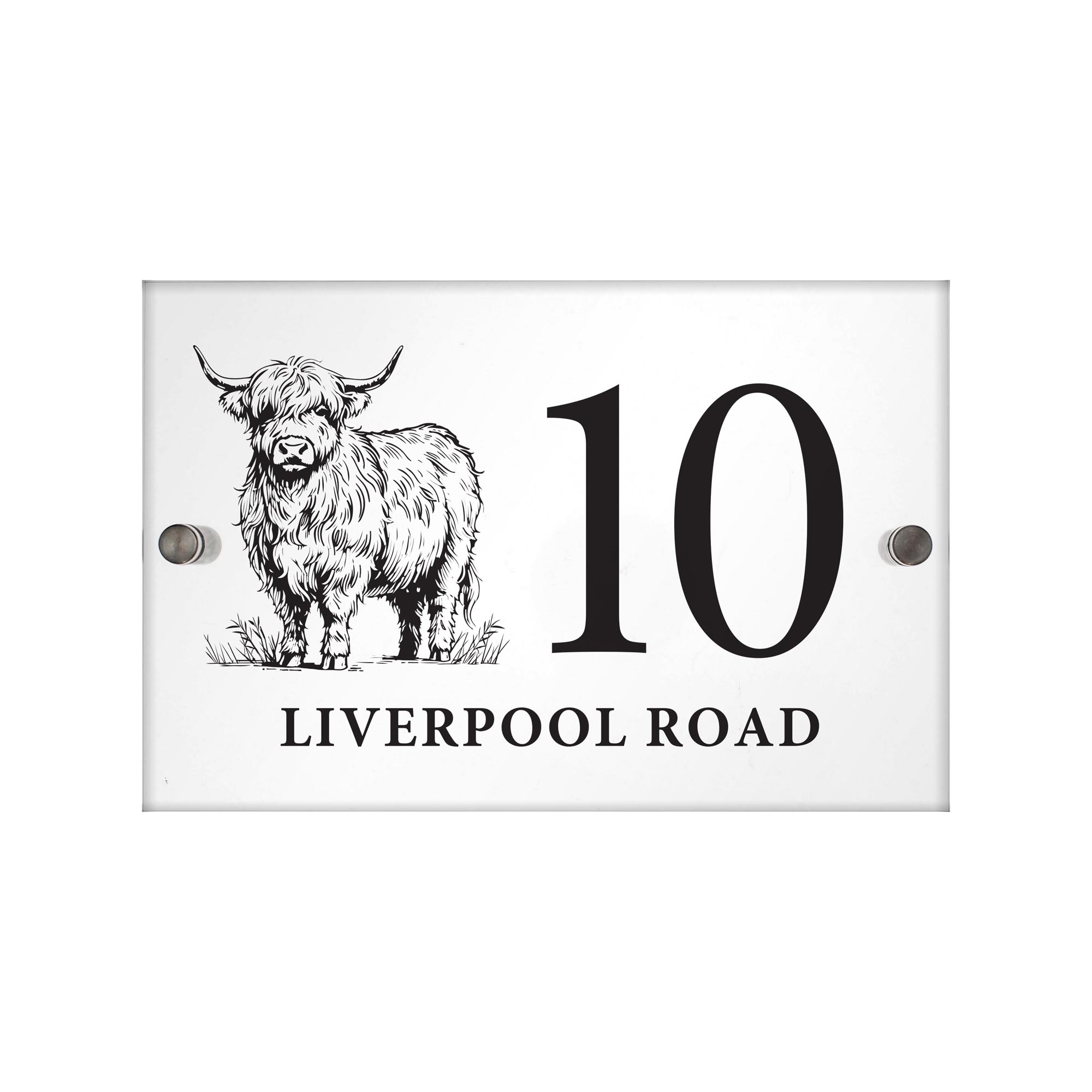 Personalised Highland Cow Acrylic House Sign