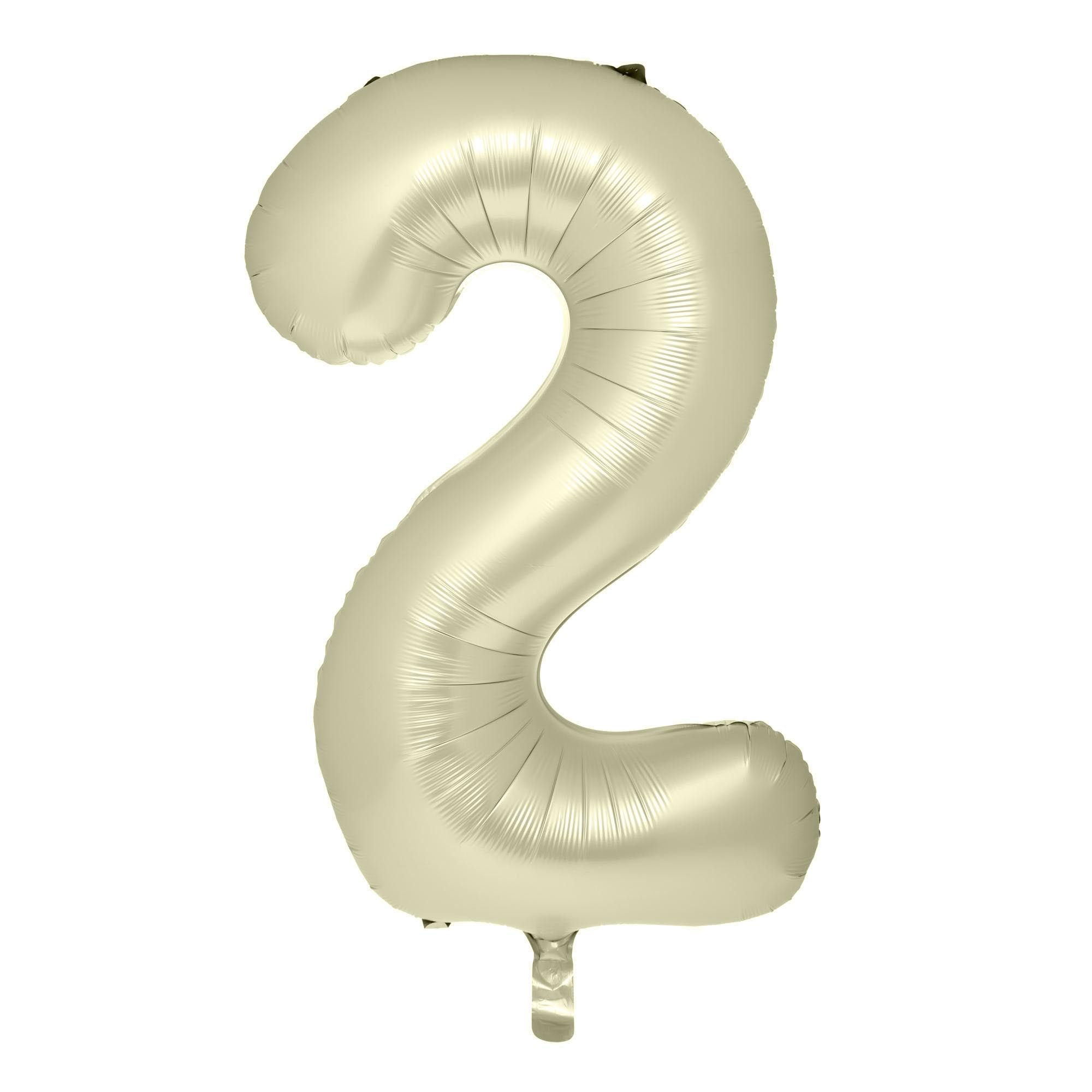 Large Cream 34-Inch Number 2 Balloon - Uninflated