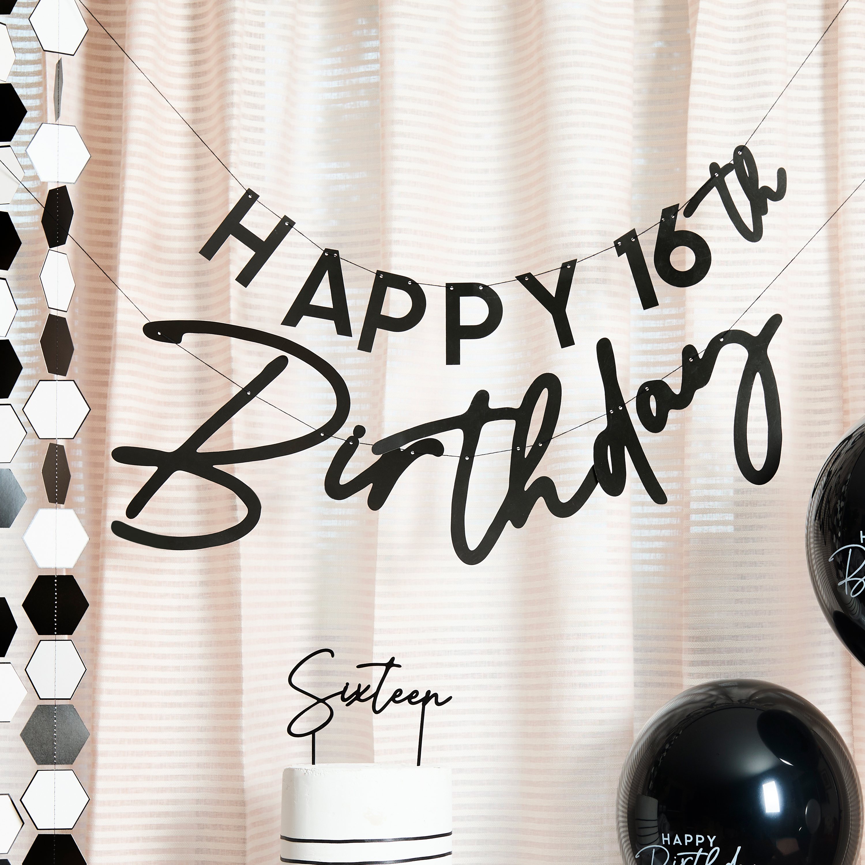 Black Happy Birthday Customisable Card Banner