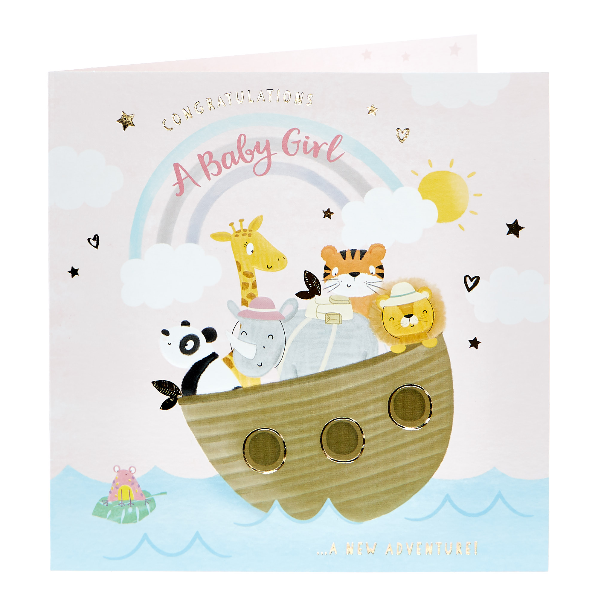 New Baby Card - Baby Girl, New Adventure