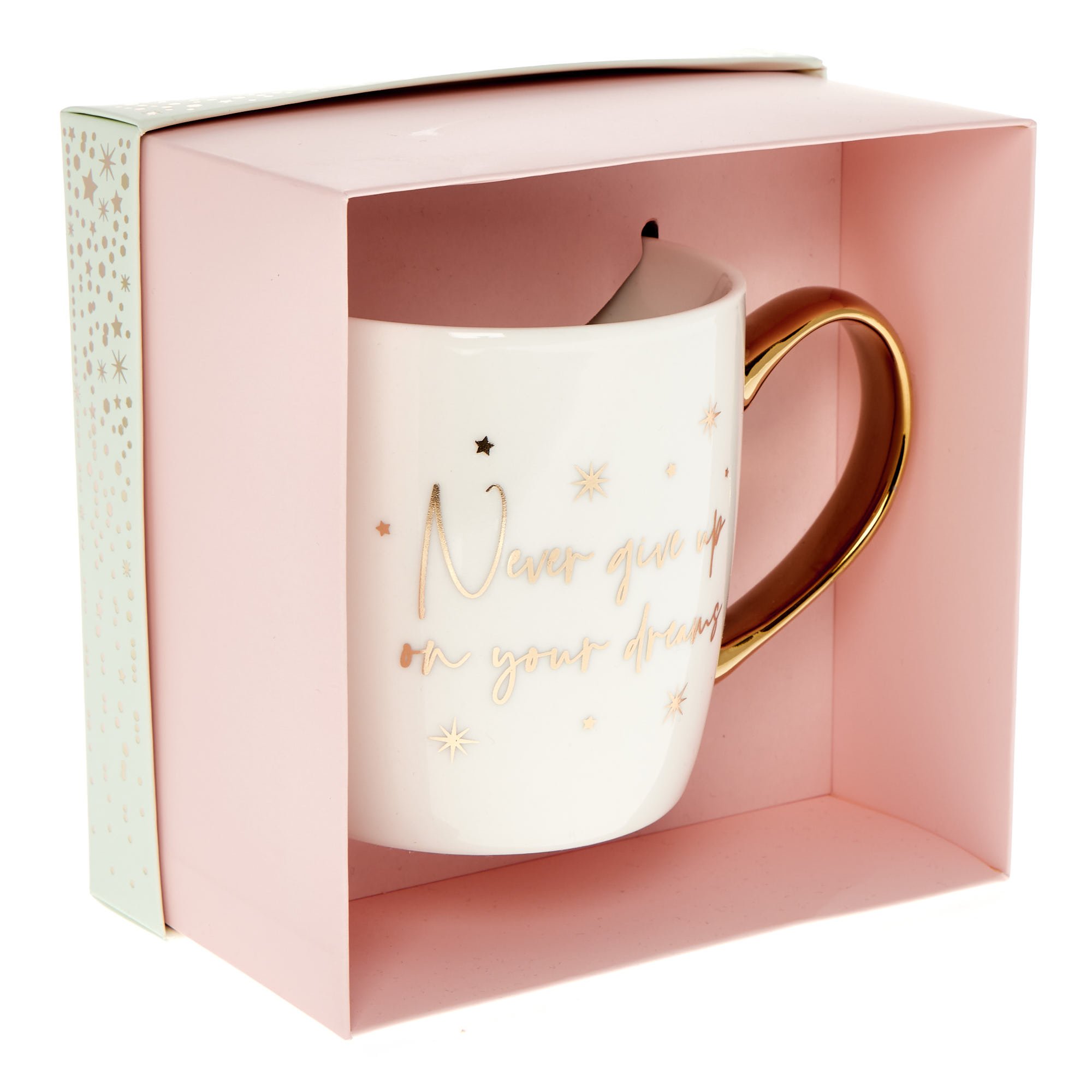 Never Give Up On Your Dreams Mug in a Box