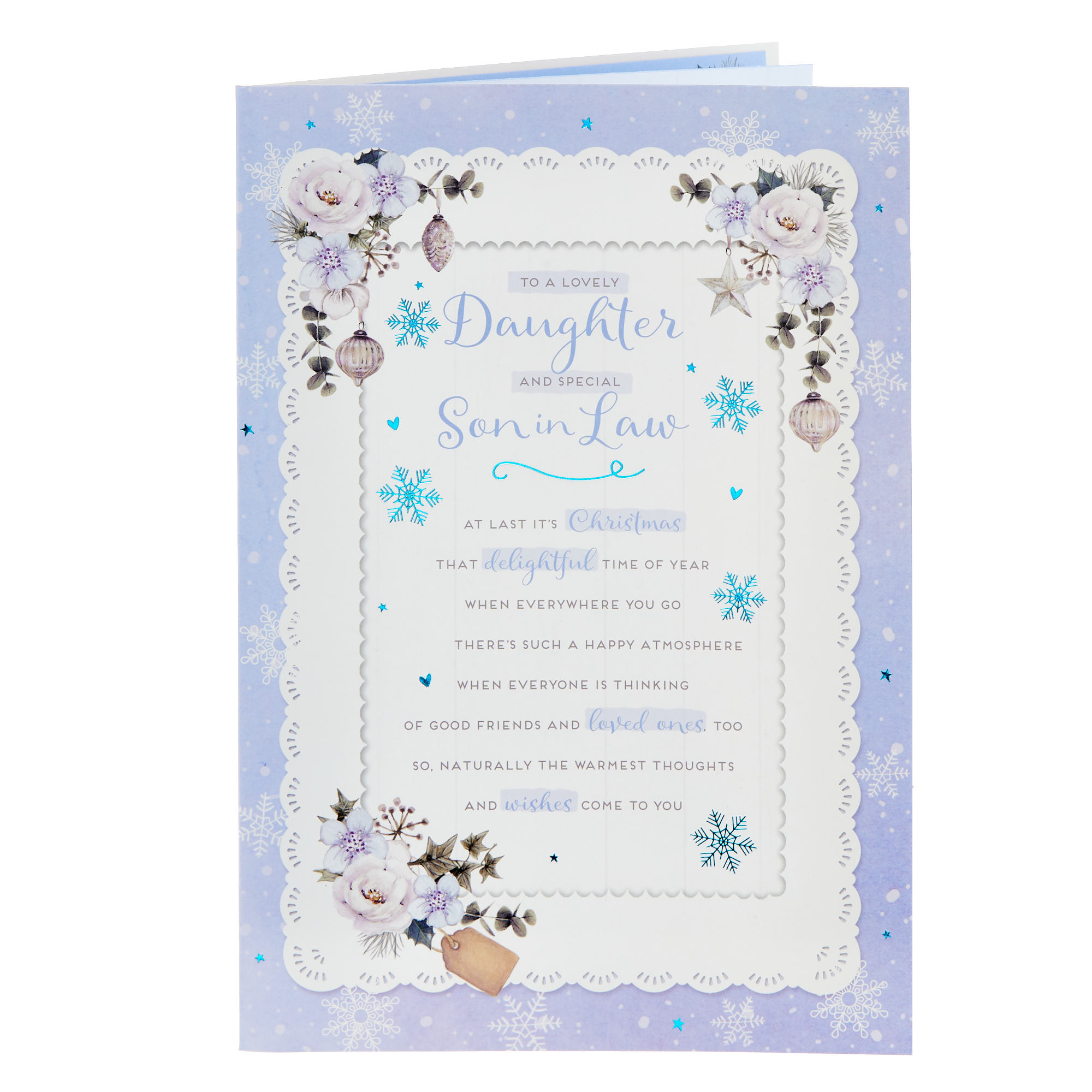 Daughter & Son In Law Floral Doily Christmas Card