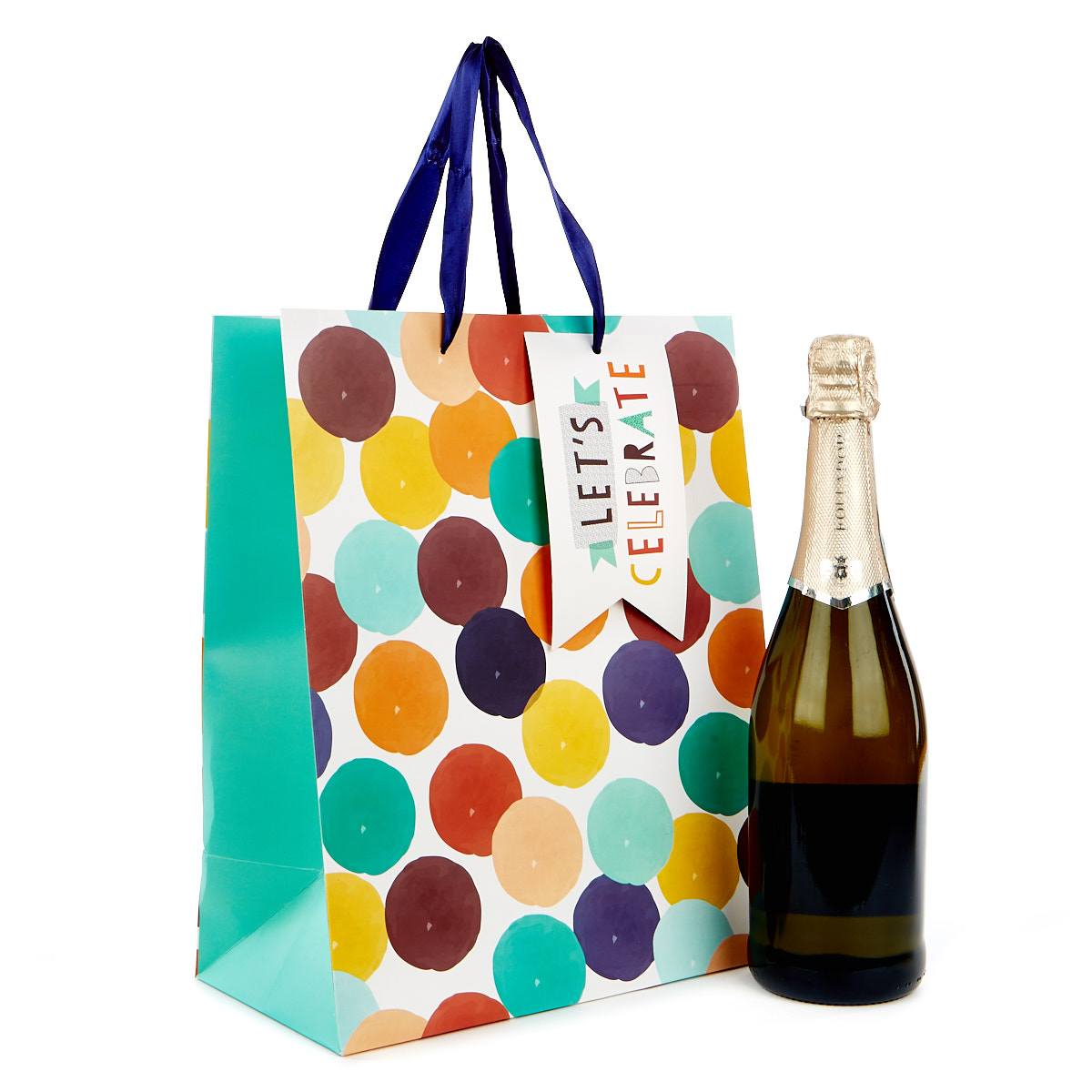 Large Portrait Gift Bag - Let's Celebrate, Coloured Spots